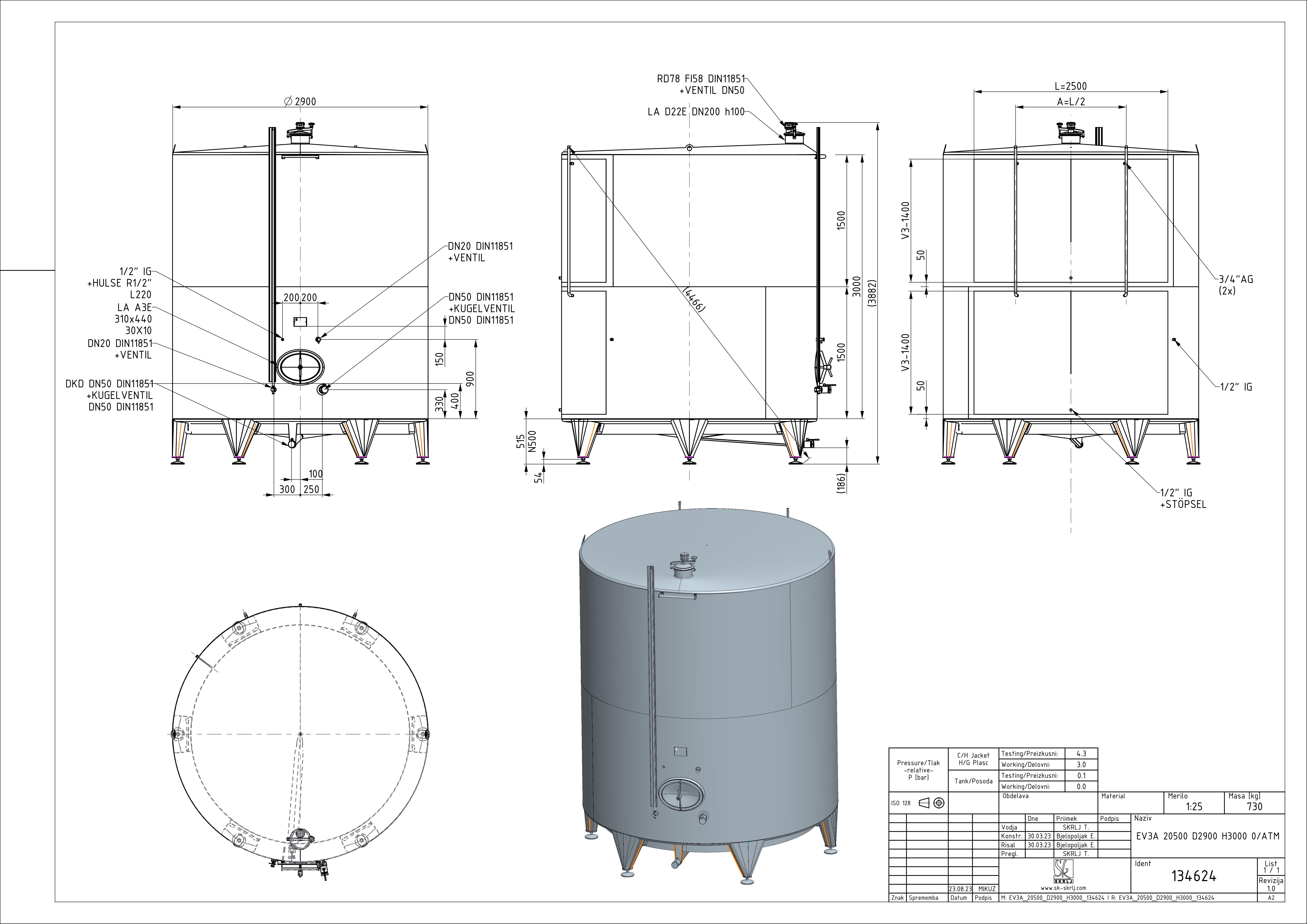 Classic storage tank with double jacket