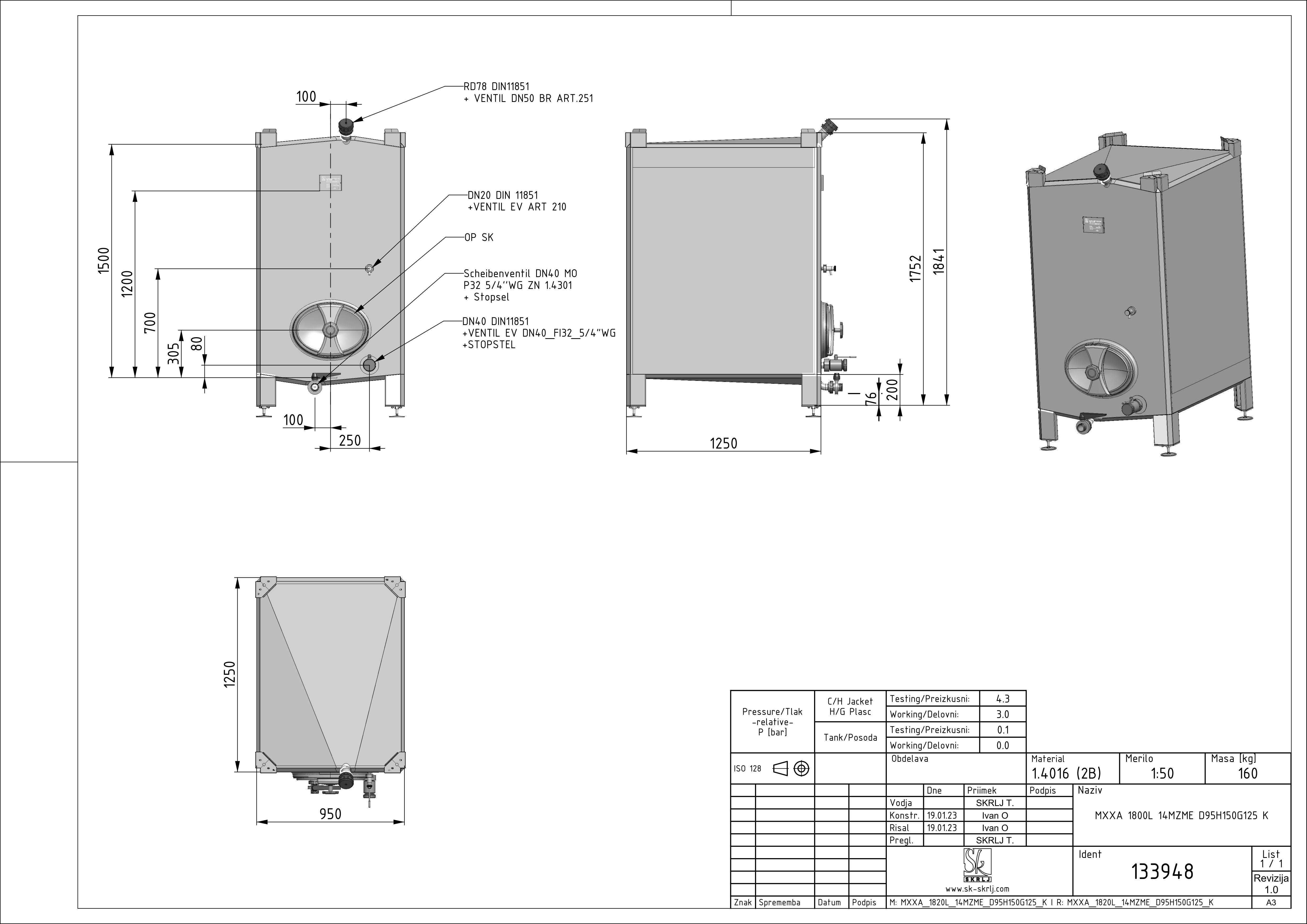 Small rectangular storage tank