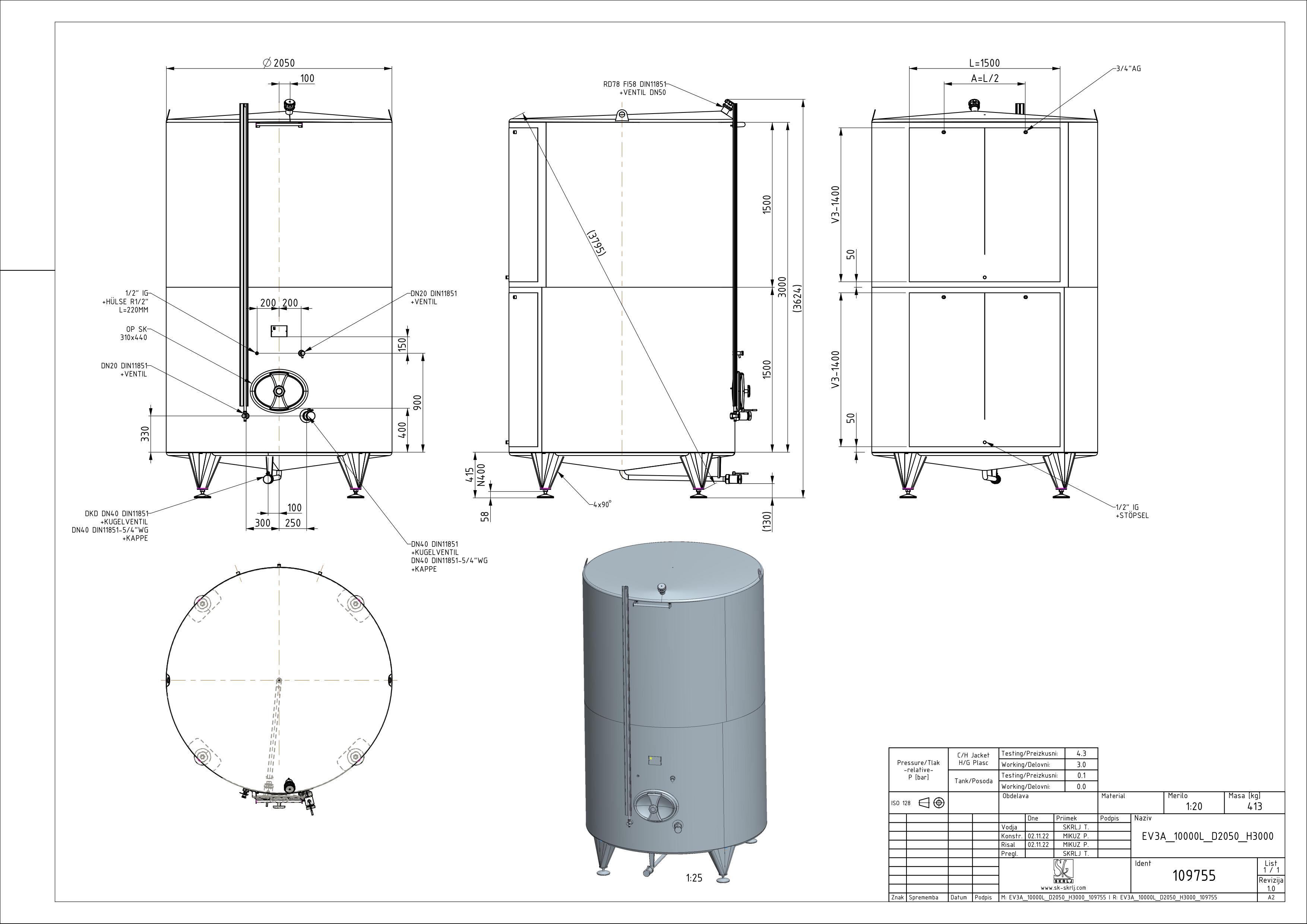 Classic storage tank with double jacket