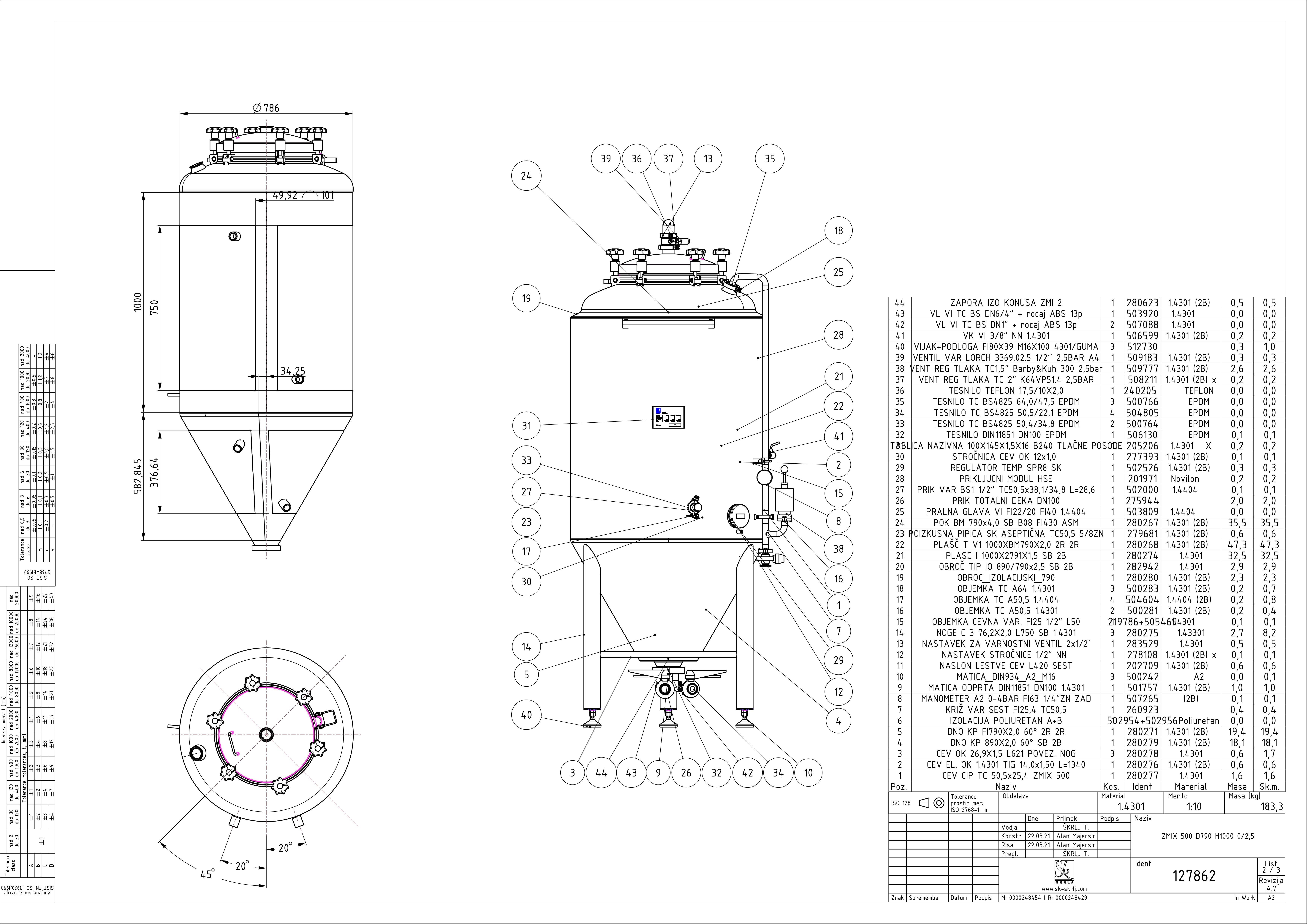 Cylindroconical fermentation and storage tank, insulated, mini