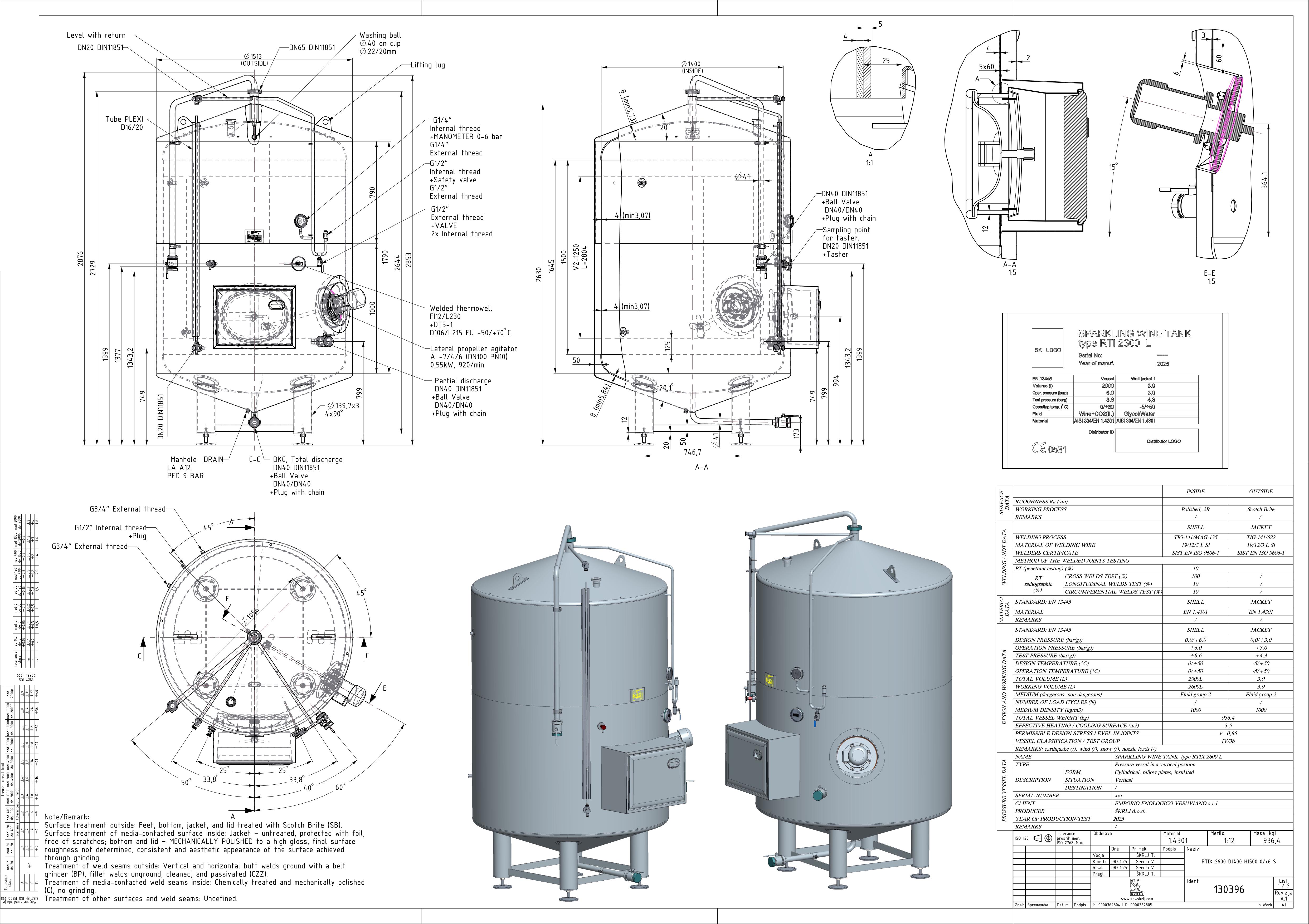 Sparkling wine tank