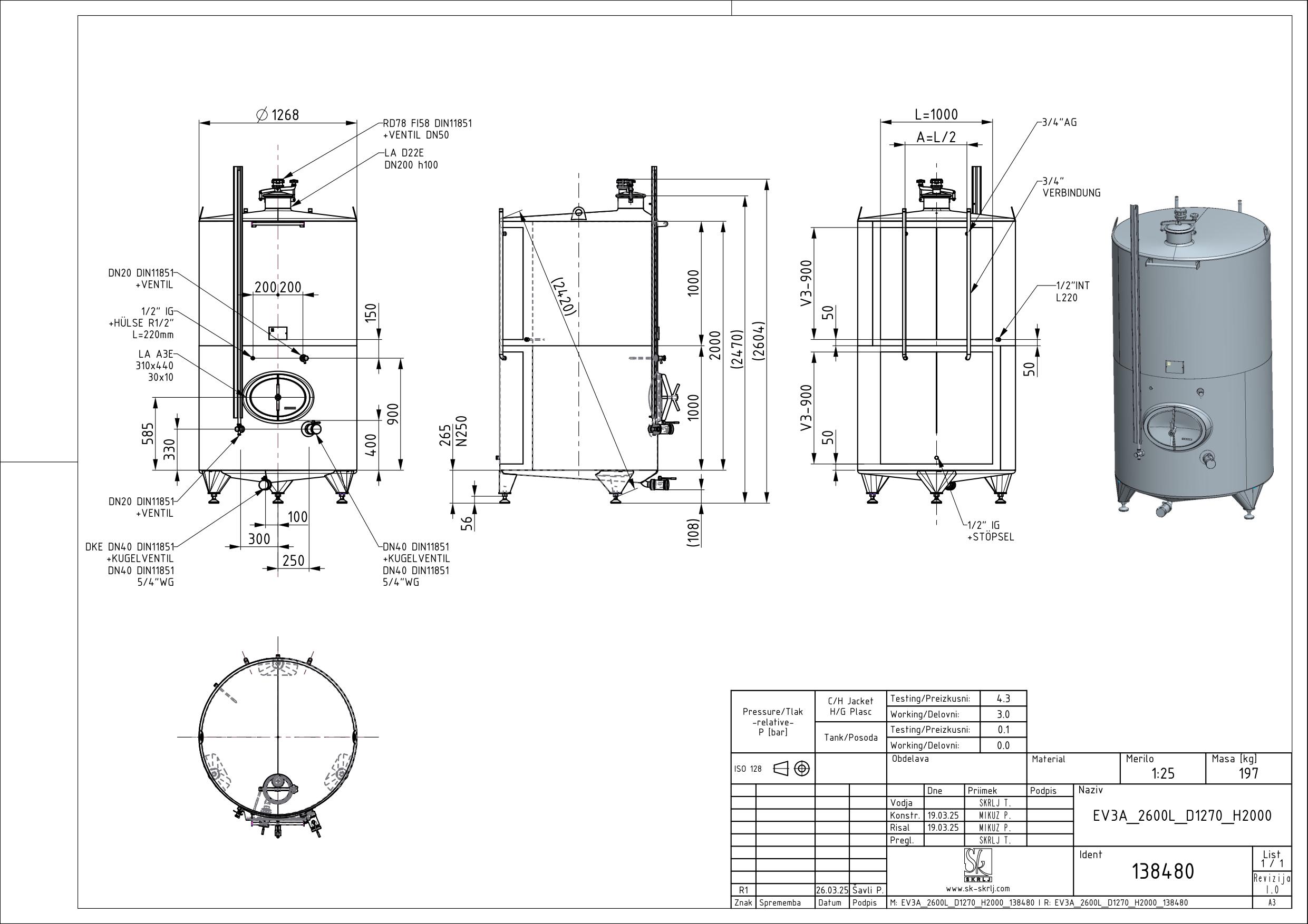 Classic storage tank with double jacket
