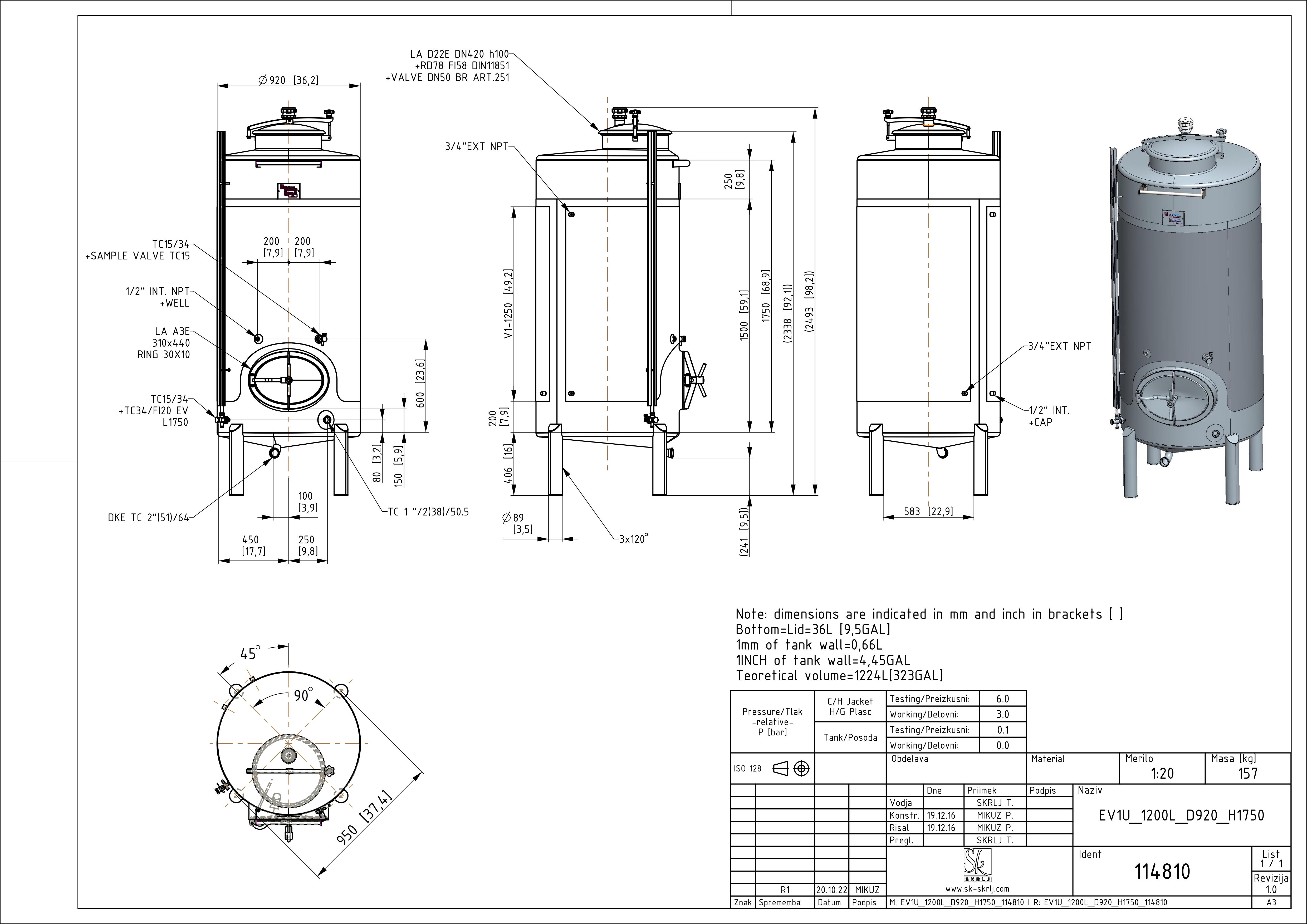 Classic storage tank with double jacket