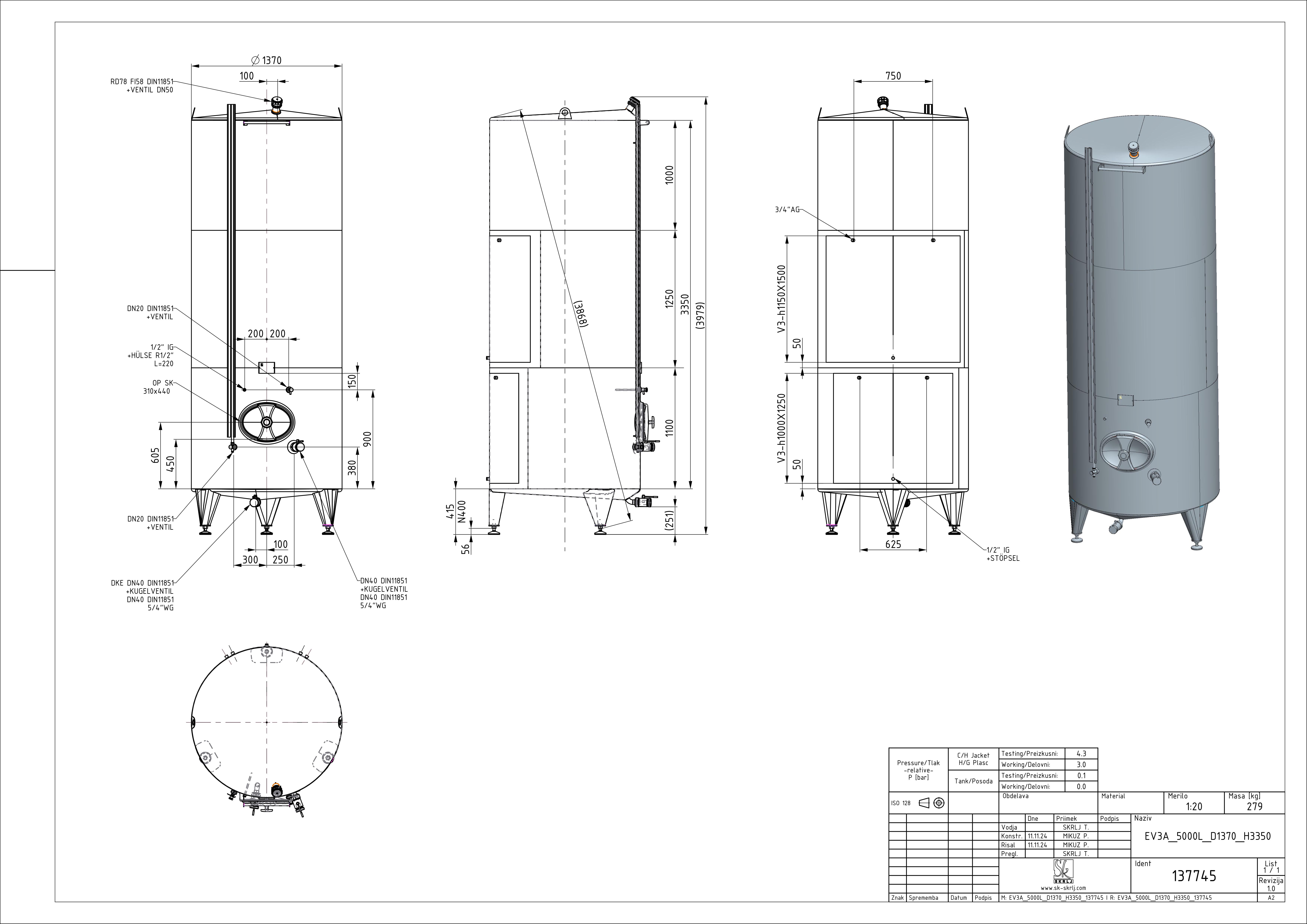 Classic storage tank with double jacket