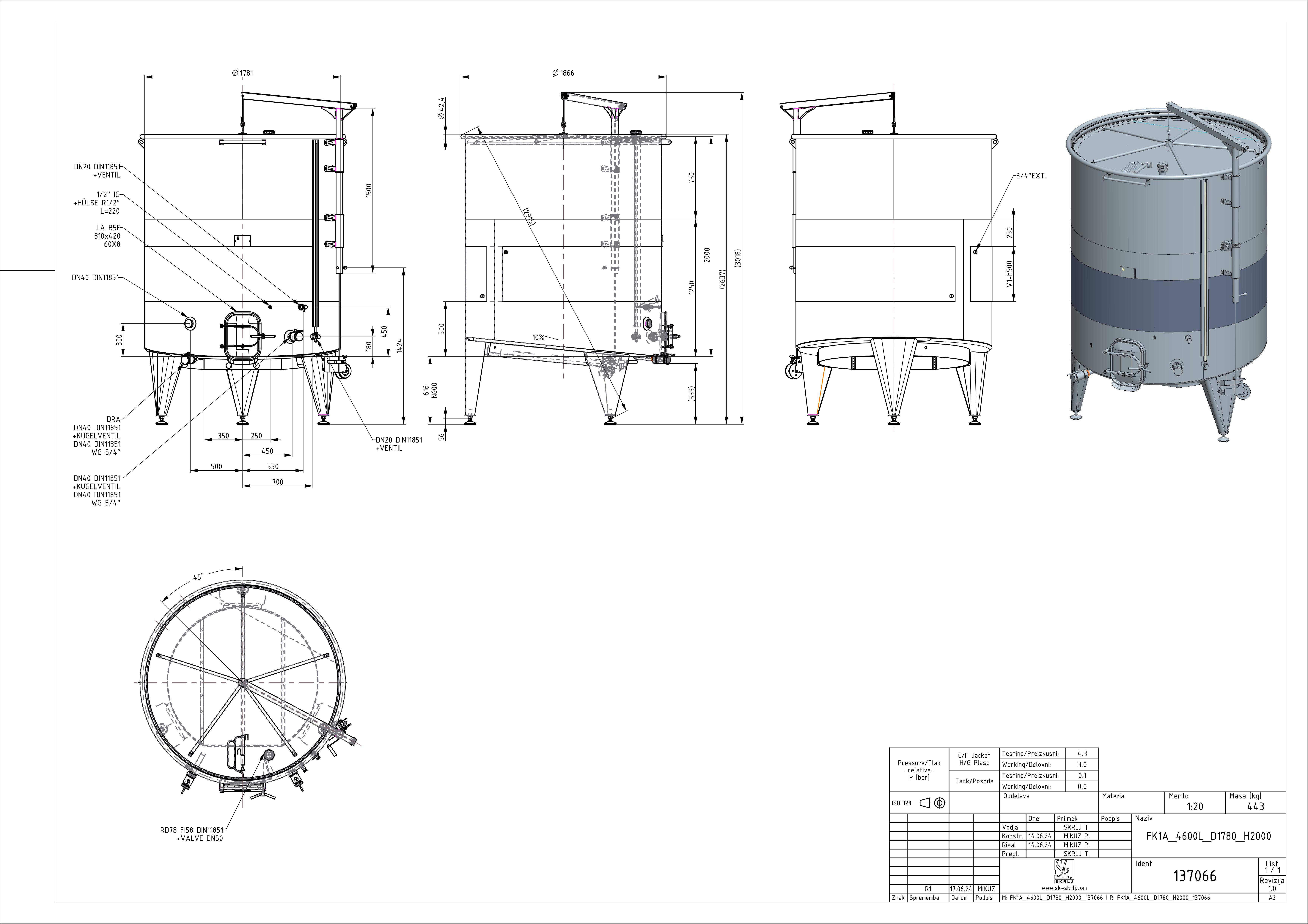 Open pump-over fermenter with double jacket