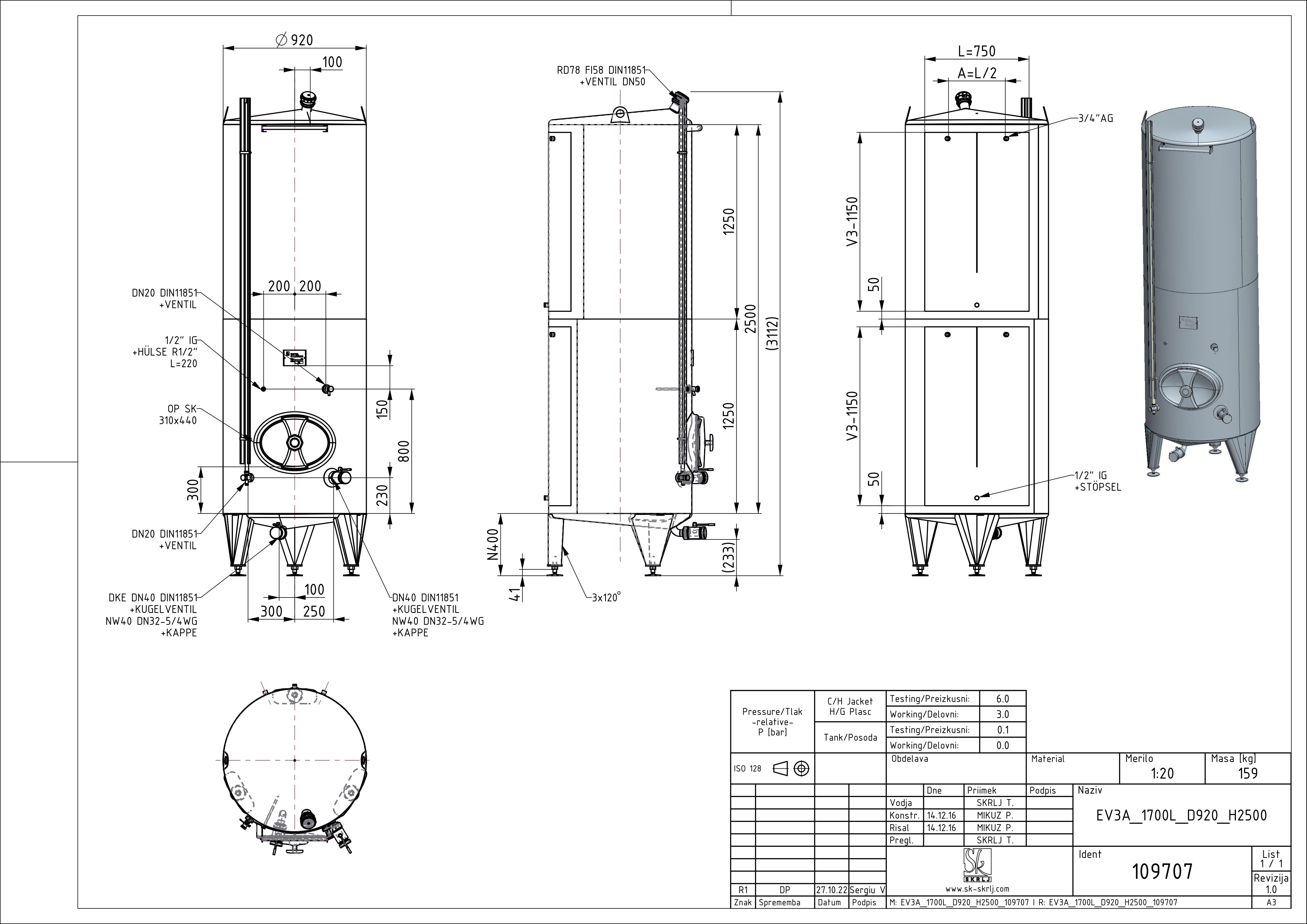 Classic storage tank with double jacket