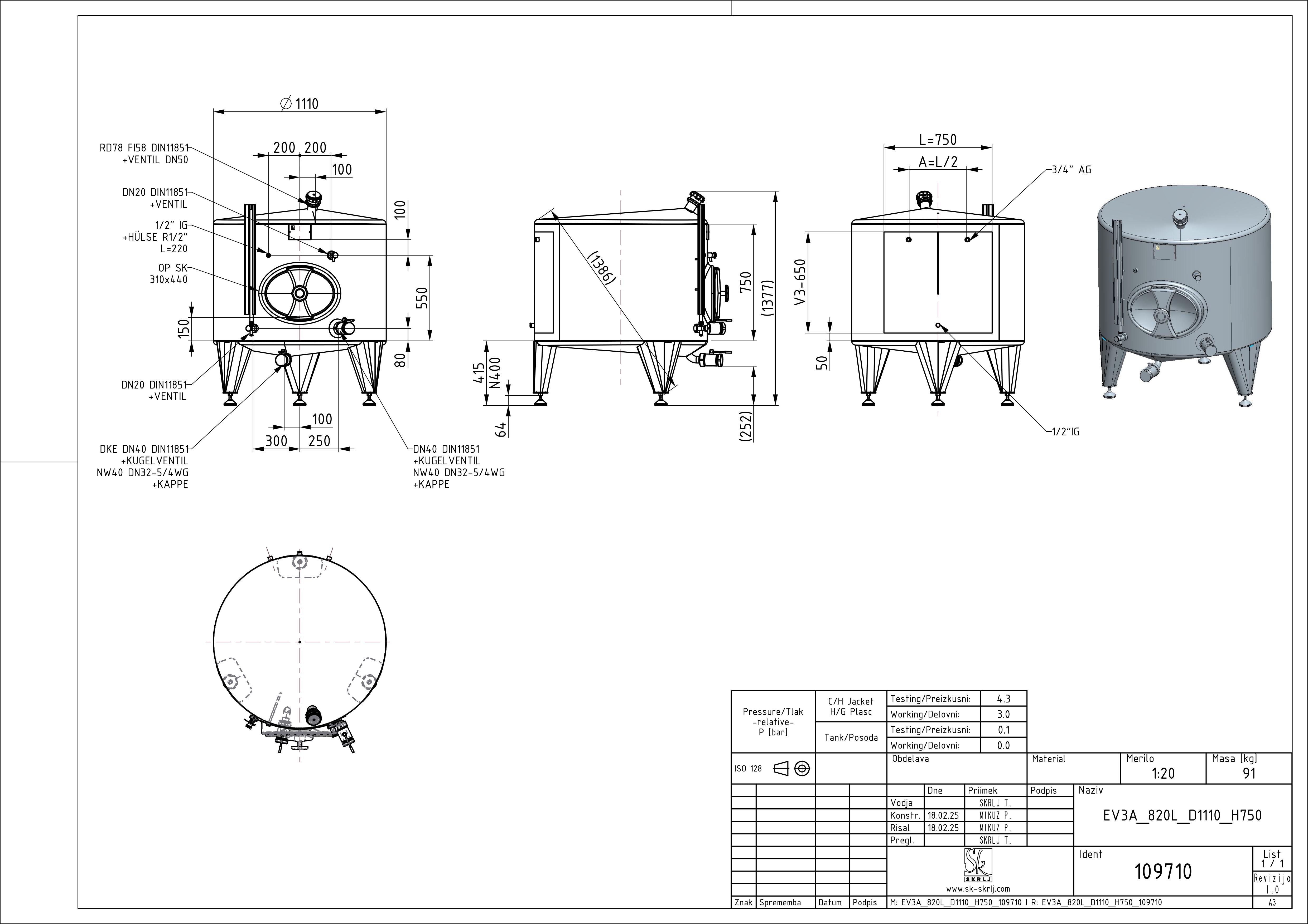 Classic storage tank with double jacket