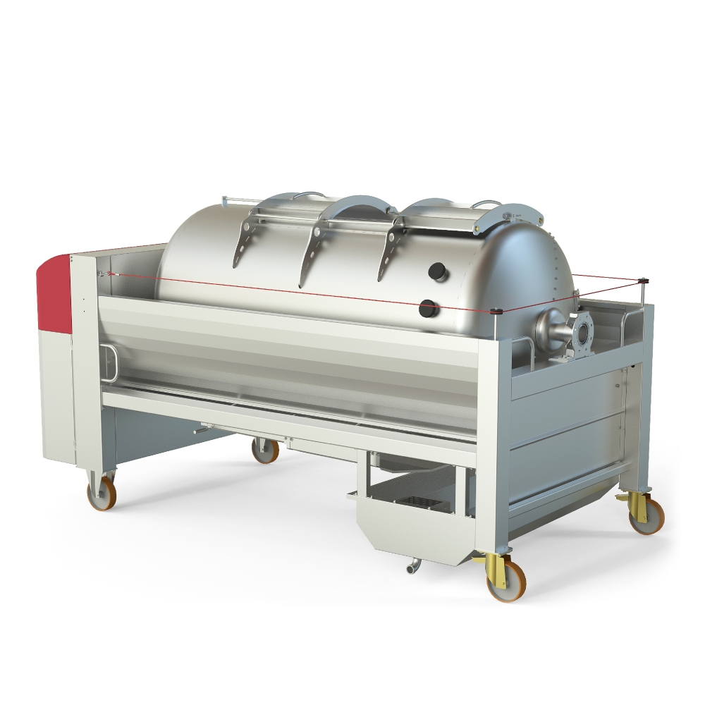 Pneumatic press type PST - closed pressing system, closed drum with internal drain channels