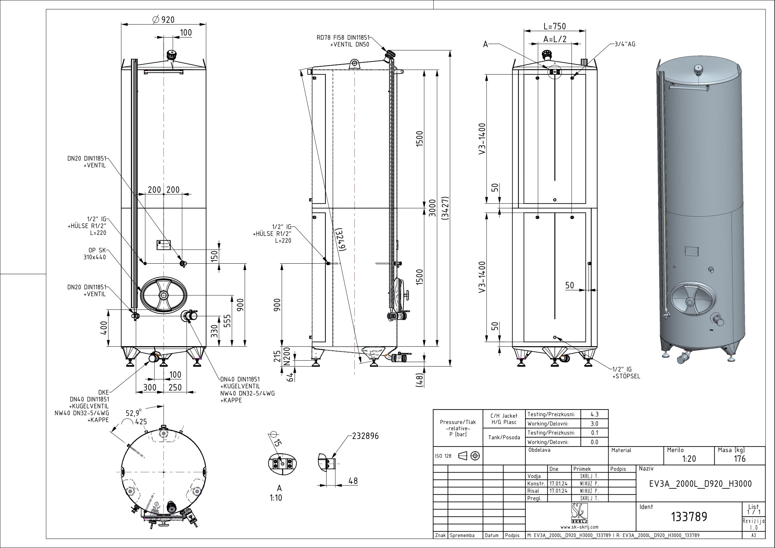 Classic storage tank with double jacket
