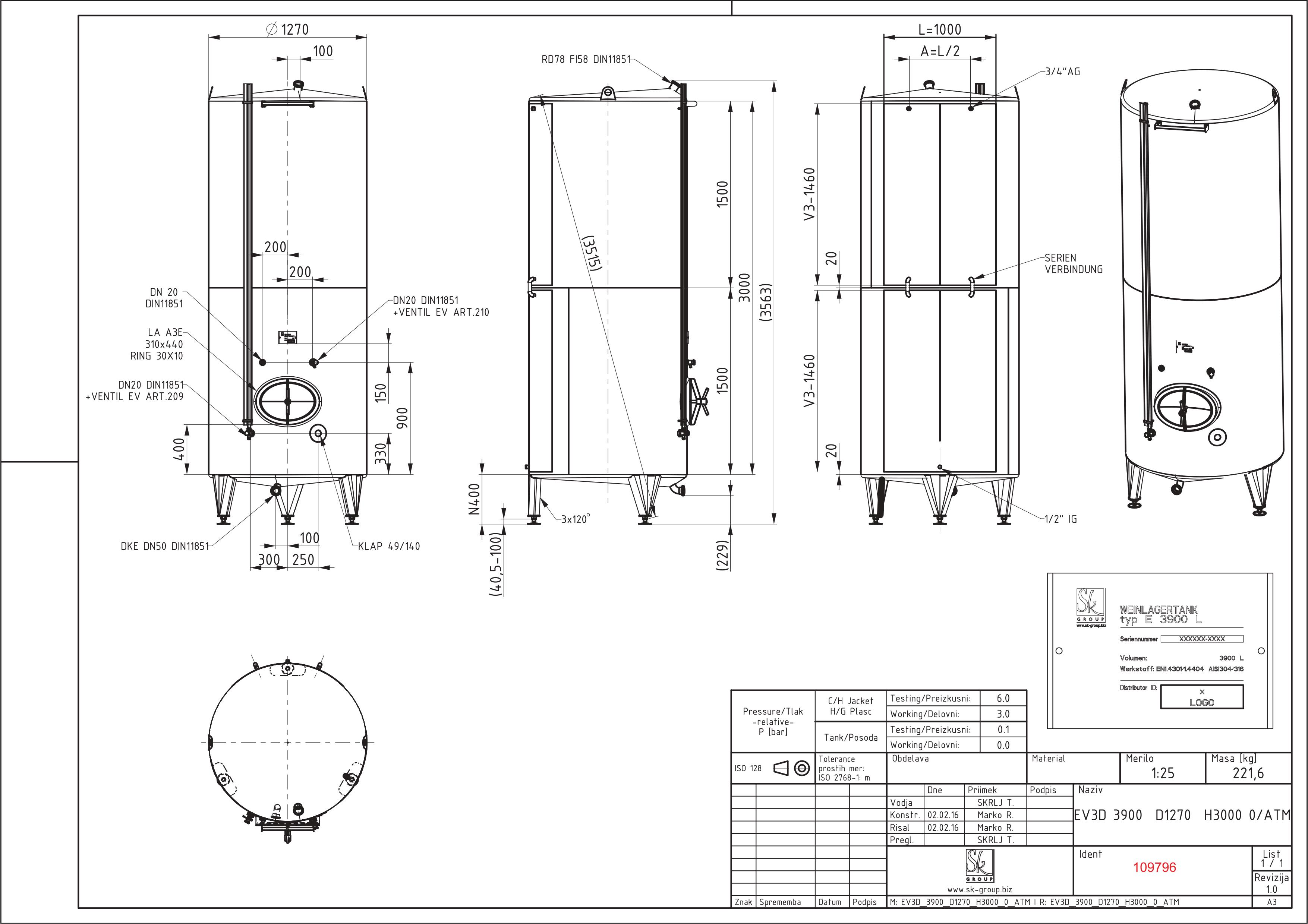Classic storage tank with double jacket
