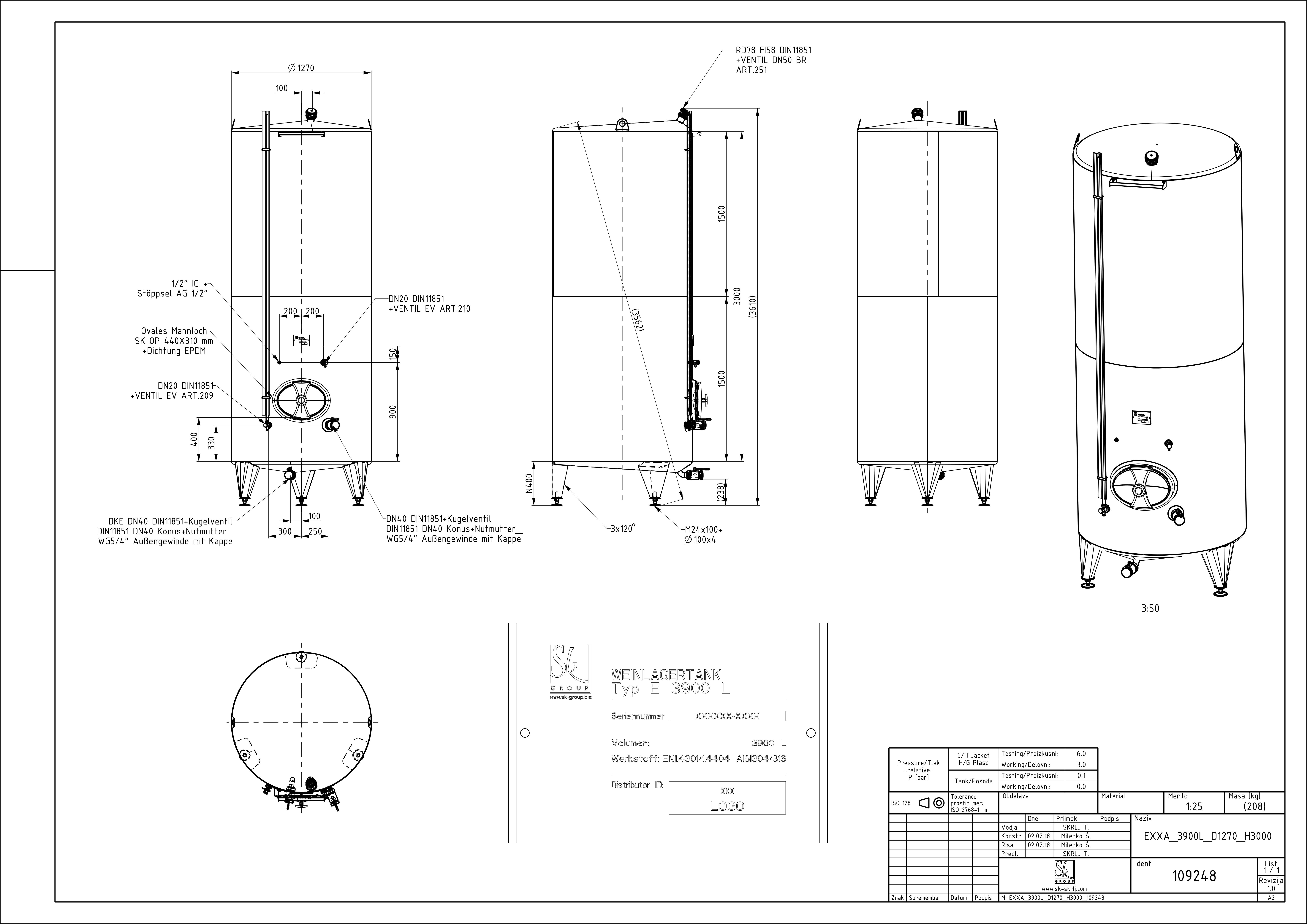 Classic storage tank