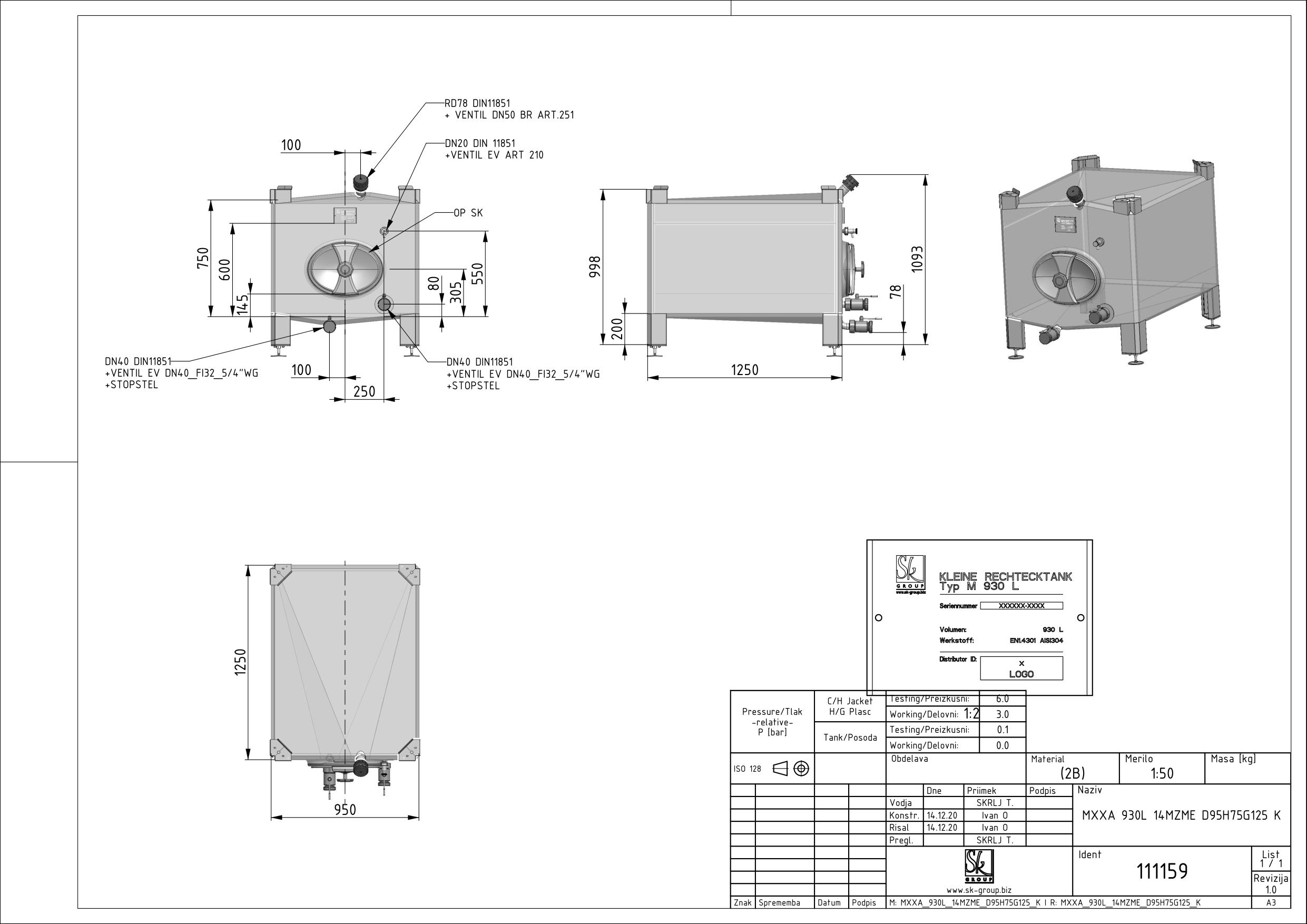 Small rectangular storage tank