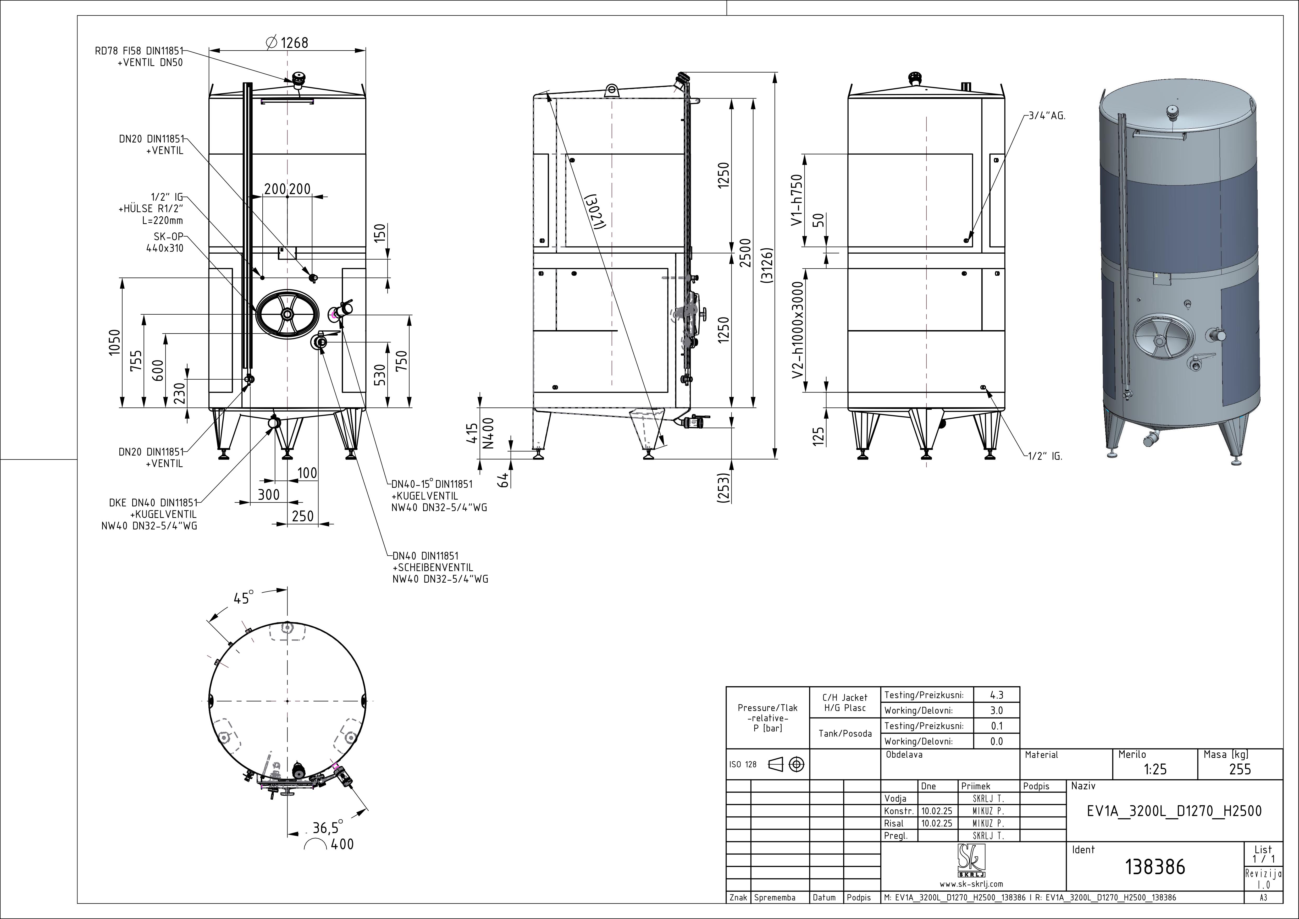 Classic storage tank with double jacket