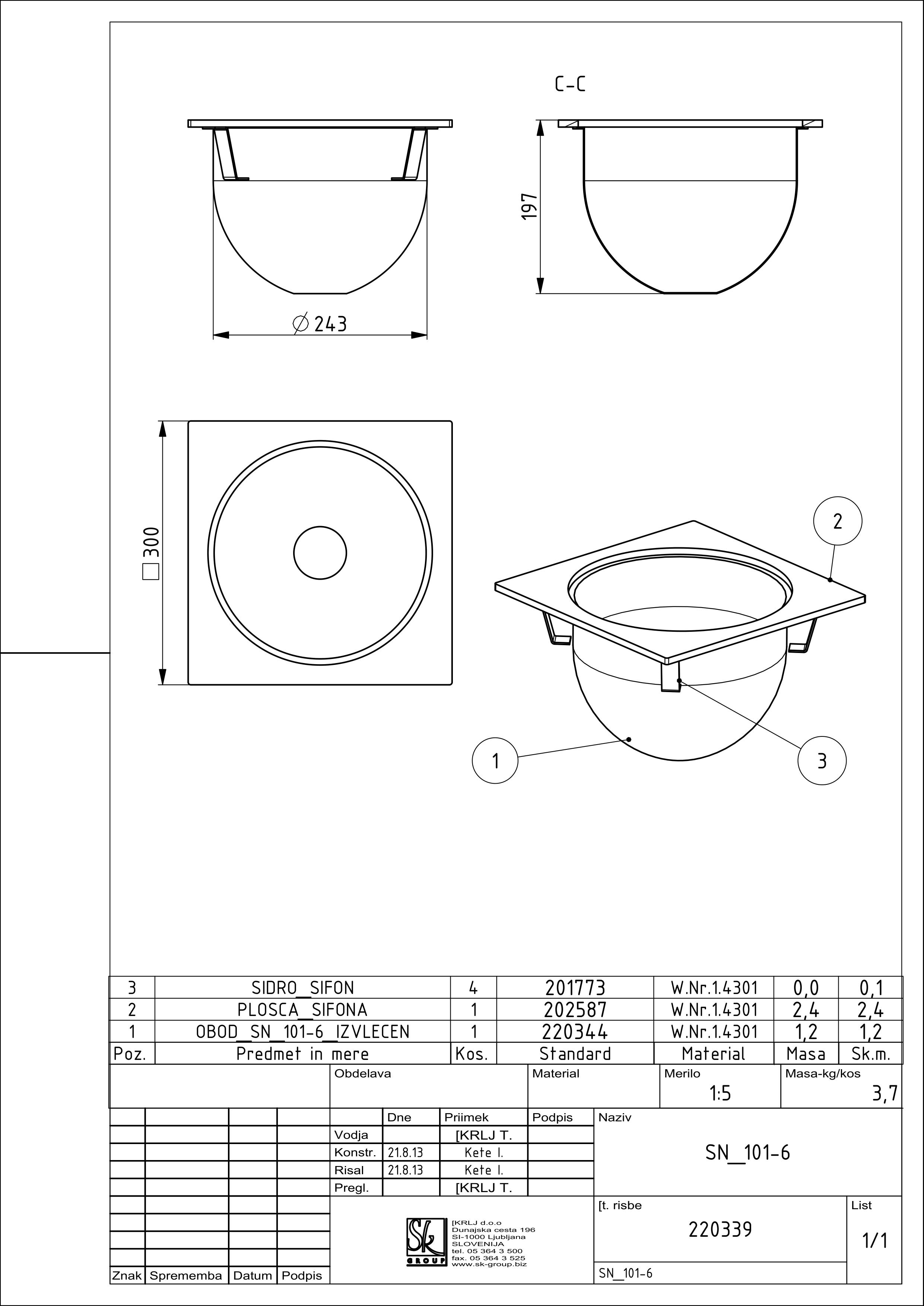 SN, low gully, 197mm