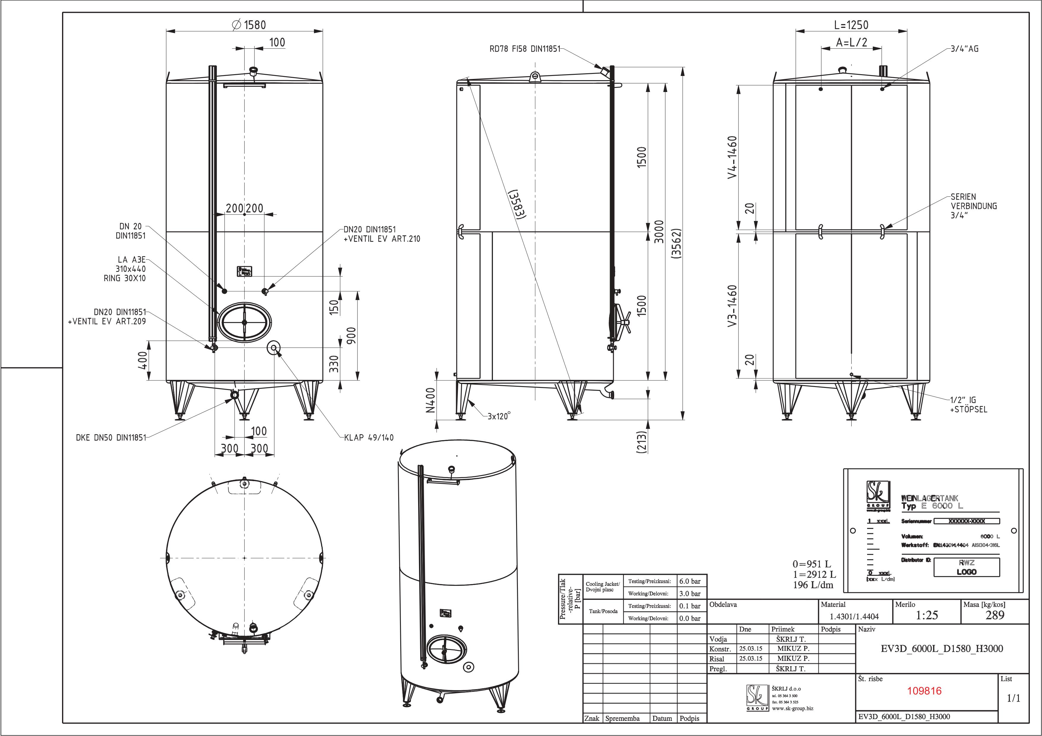 Classic storage tank with double jacket
