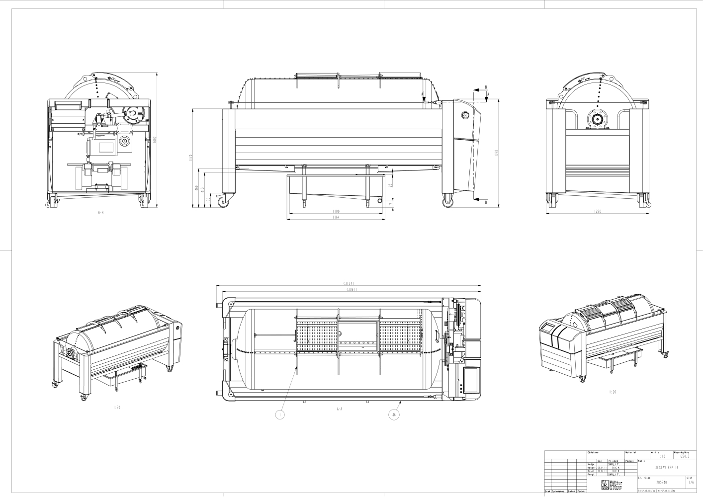 Pneumatic press type PSP - open pressing system, open drum with perforated surface