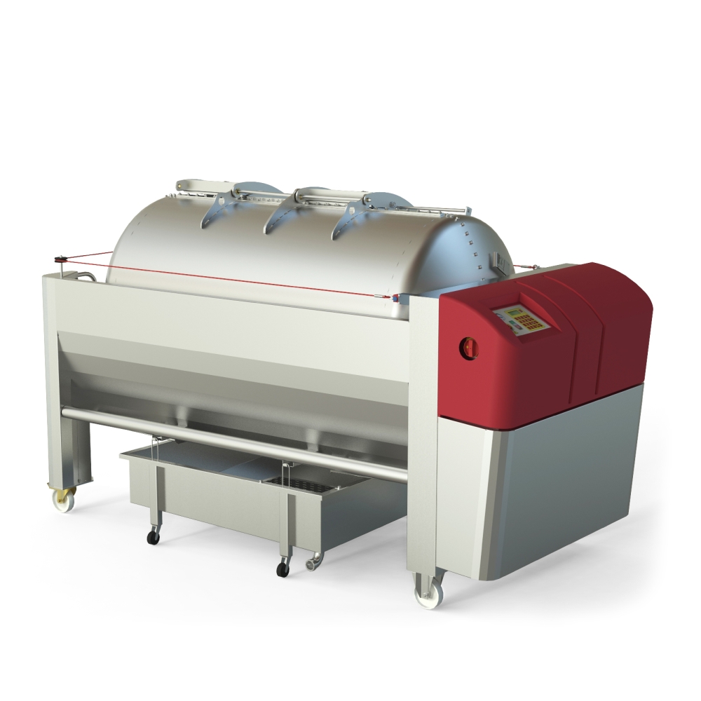 Pneumatic press type PST - closed pressing system, closed drum with internal drain channels