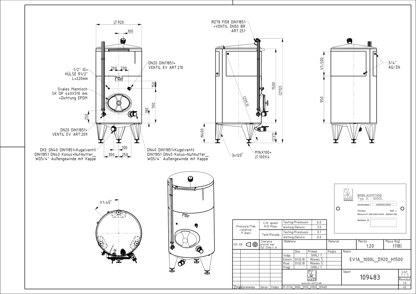 Classic storage tank with double jacket