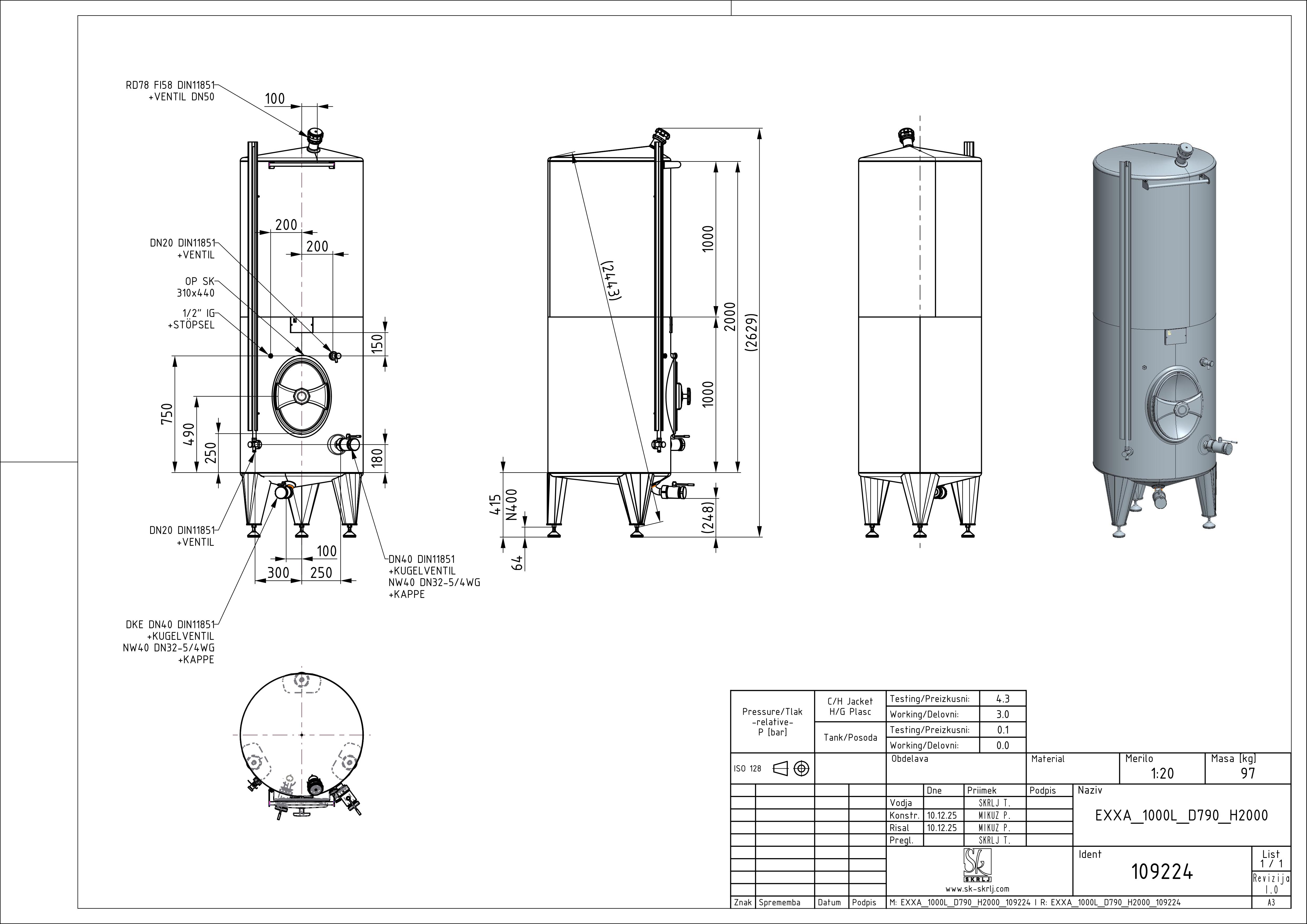 Classic storage tank