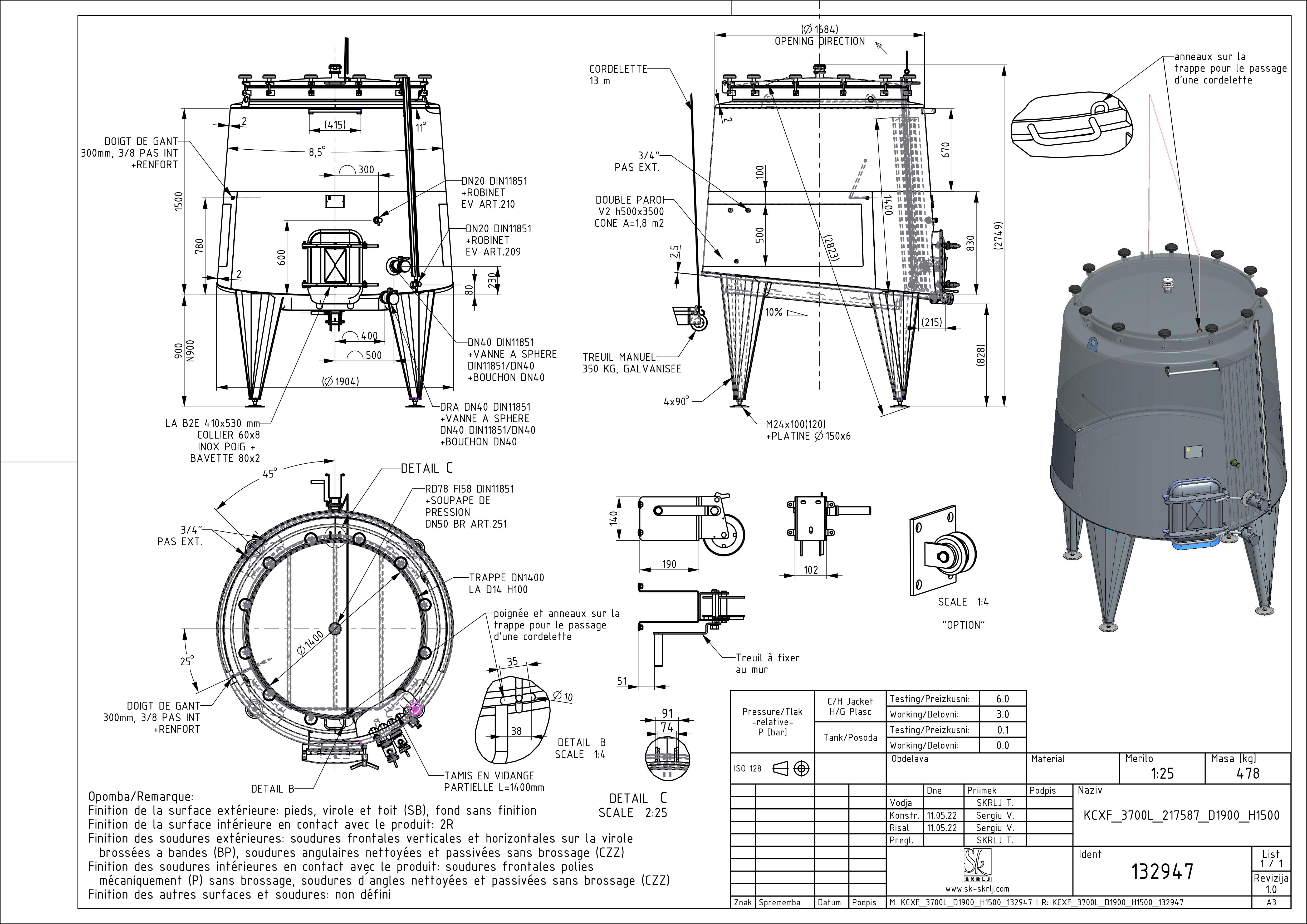 Cone-shaped fermenter KCX