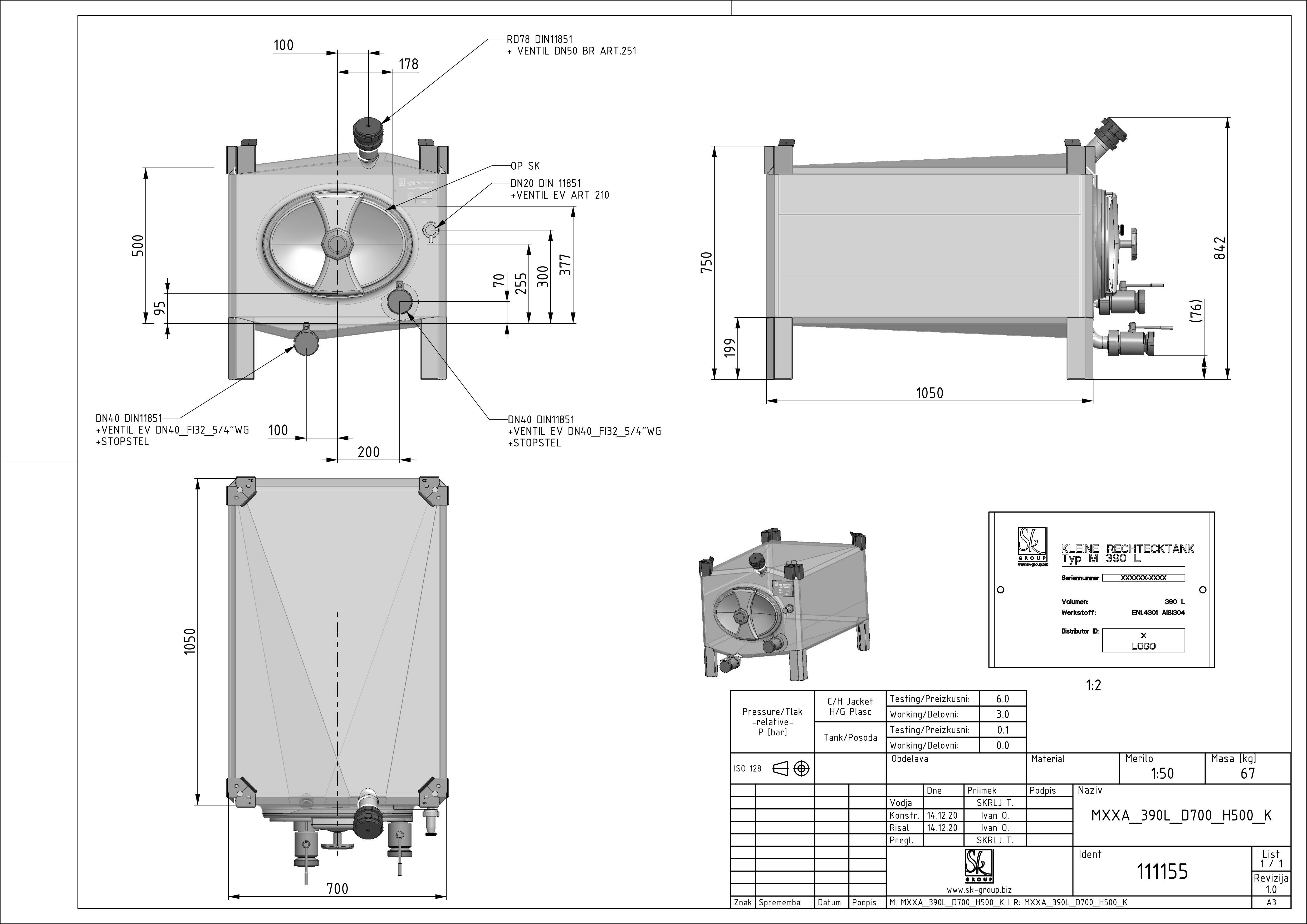 Small rectangular storage tank