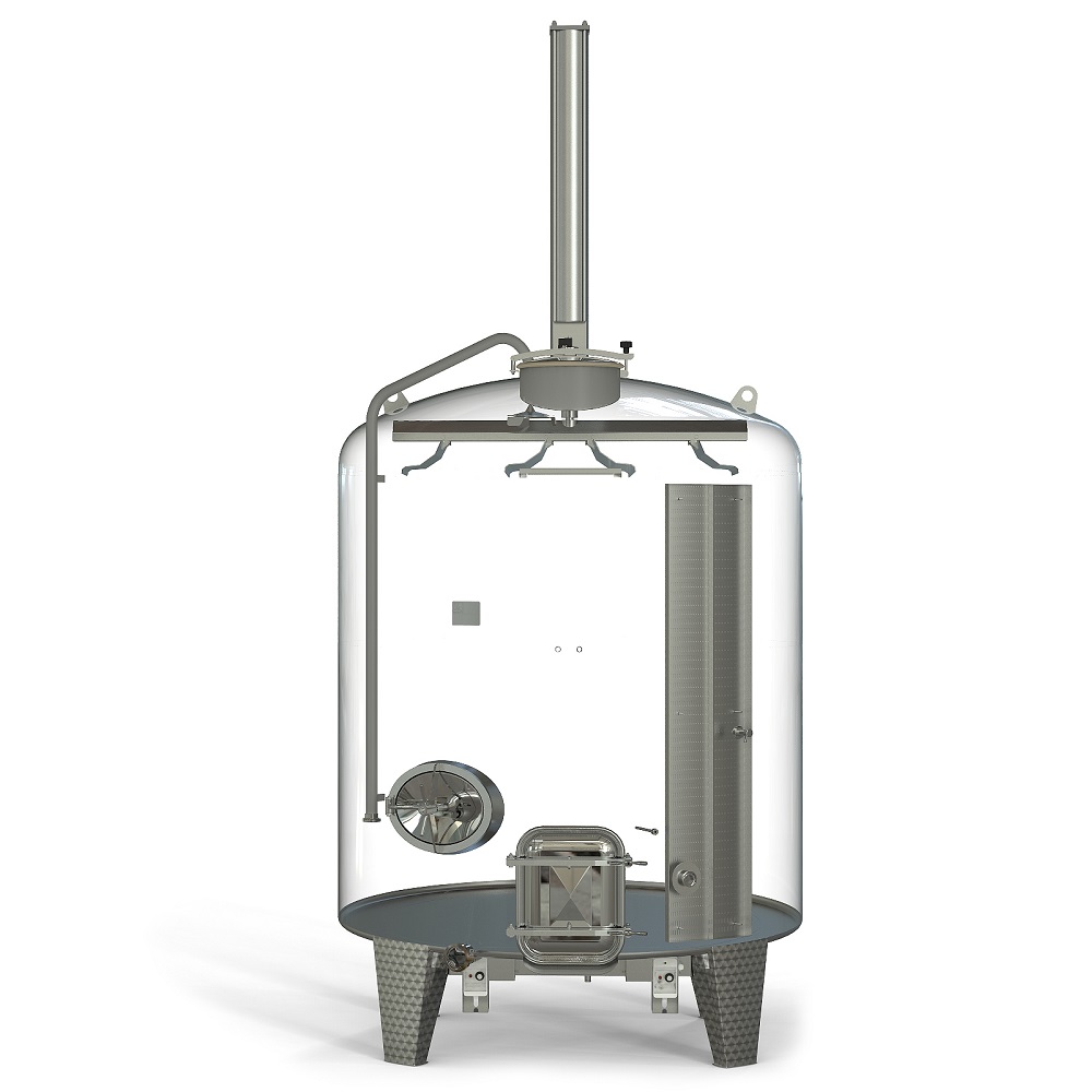Punch-down fermenter with double jacket