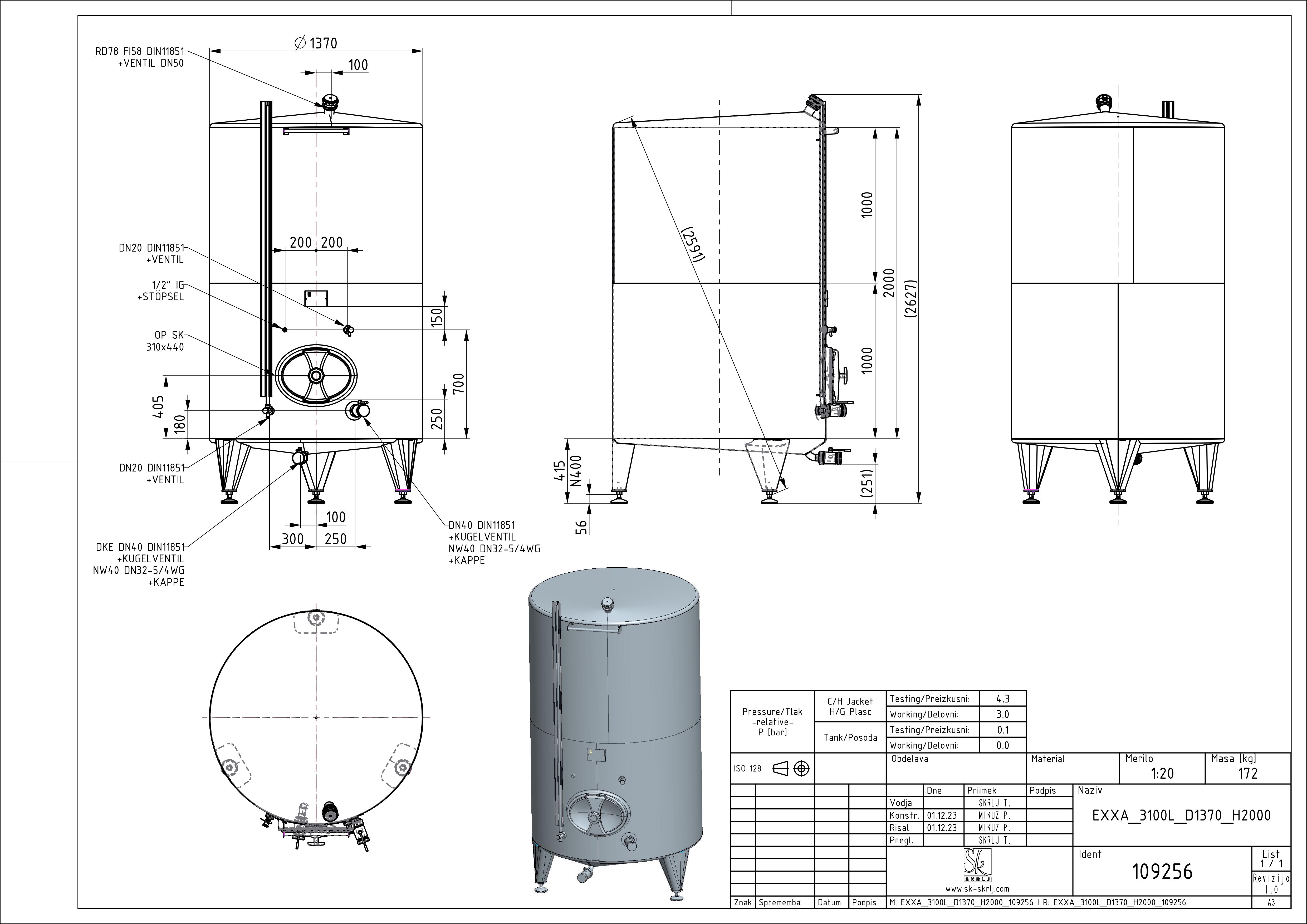 Classic storage tank