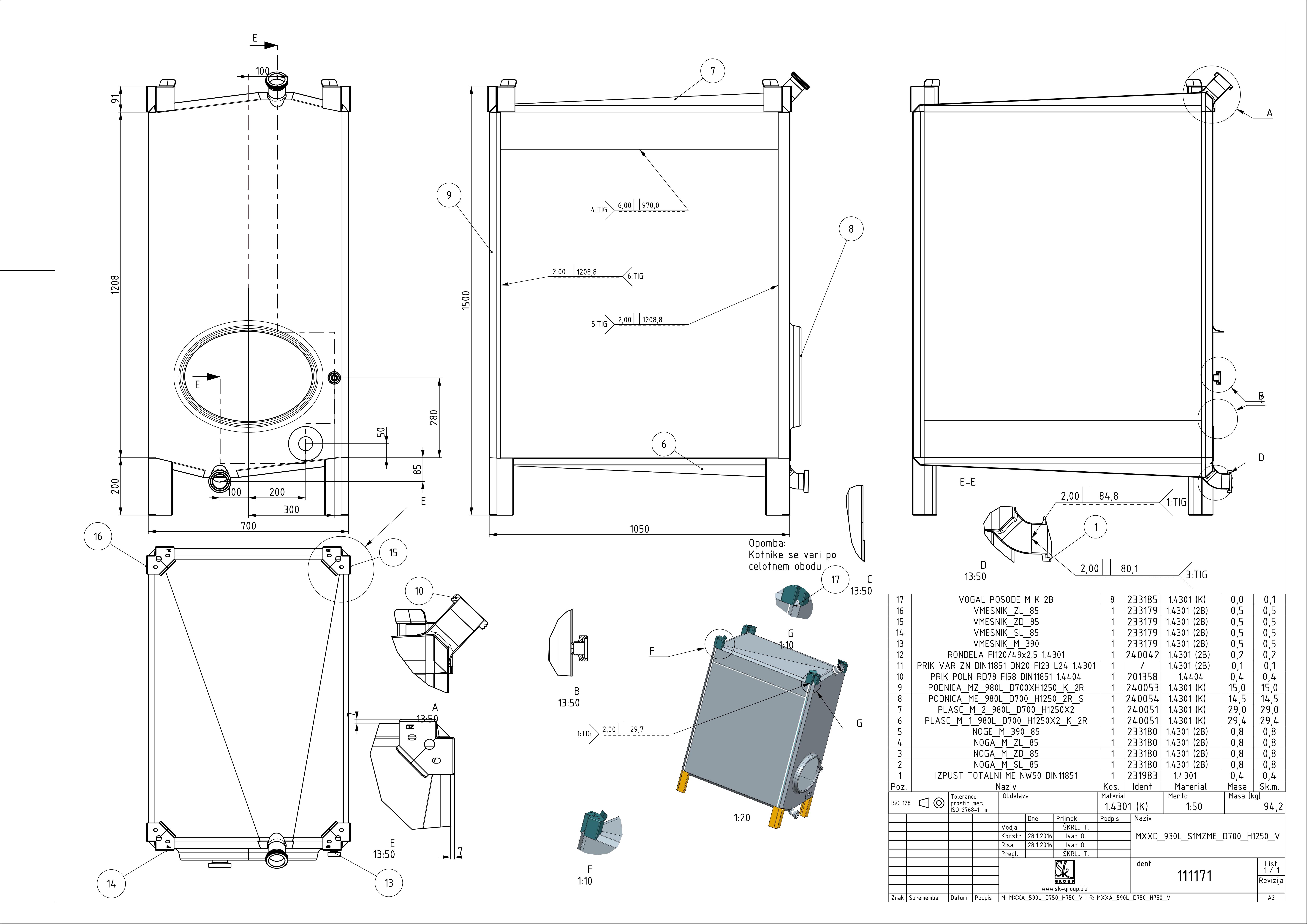 Small rectangular storage tank