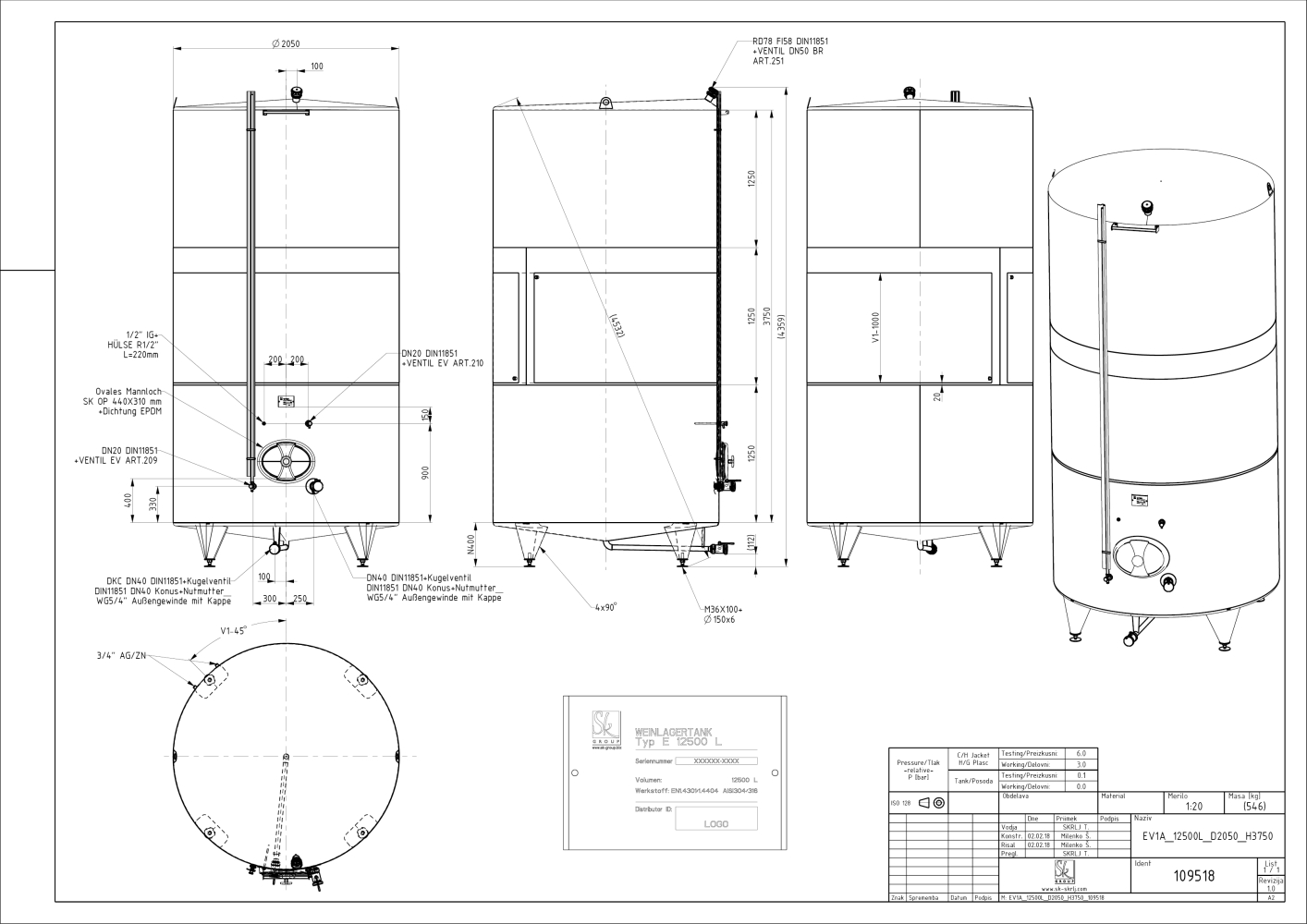Classic storage tank with double jacket
