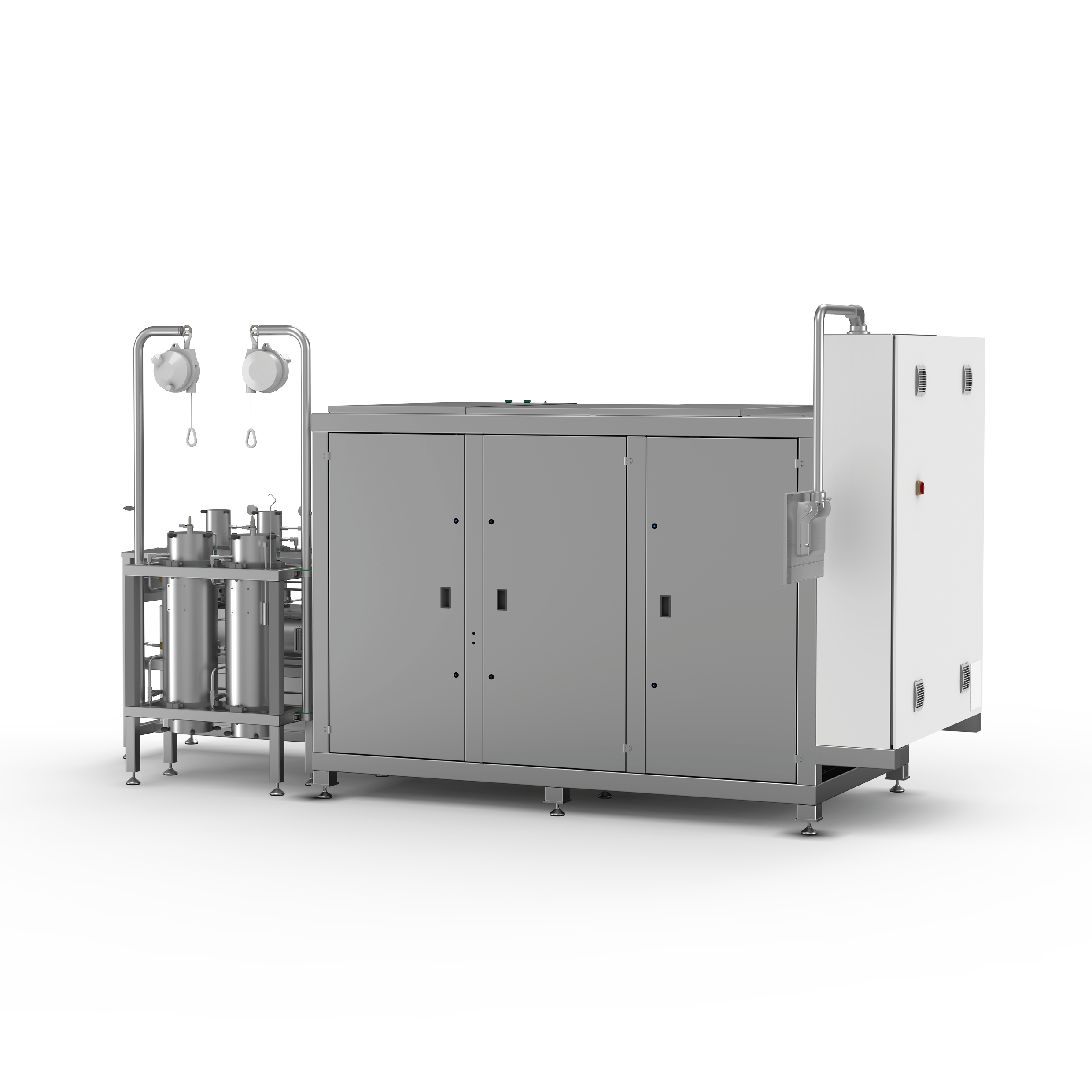 The MoSES 1.25 and 1.50 Production Series extractors are fully automated modular systems designed to perform CO2 extractions under subcritical or supercritical conditions, at pressures ranging from 1 to 350 bar and temperatures up to 85 °C, at a functional CO2 flow rate up to 200 kg/h.