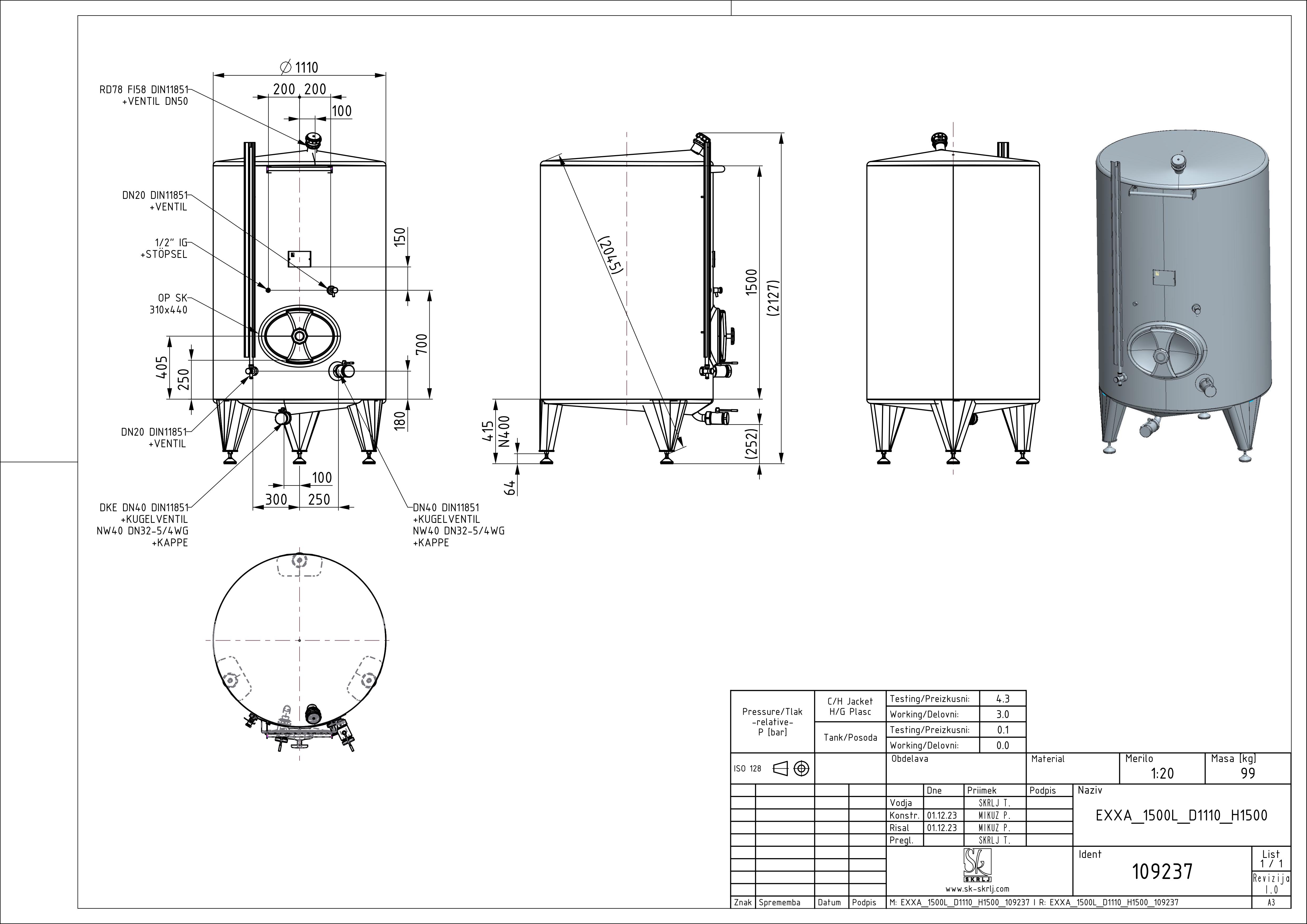 Classic storage tank