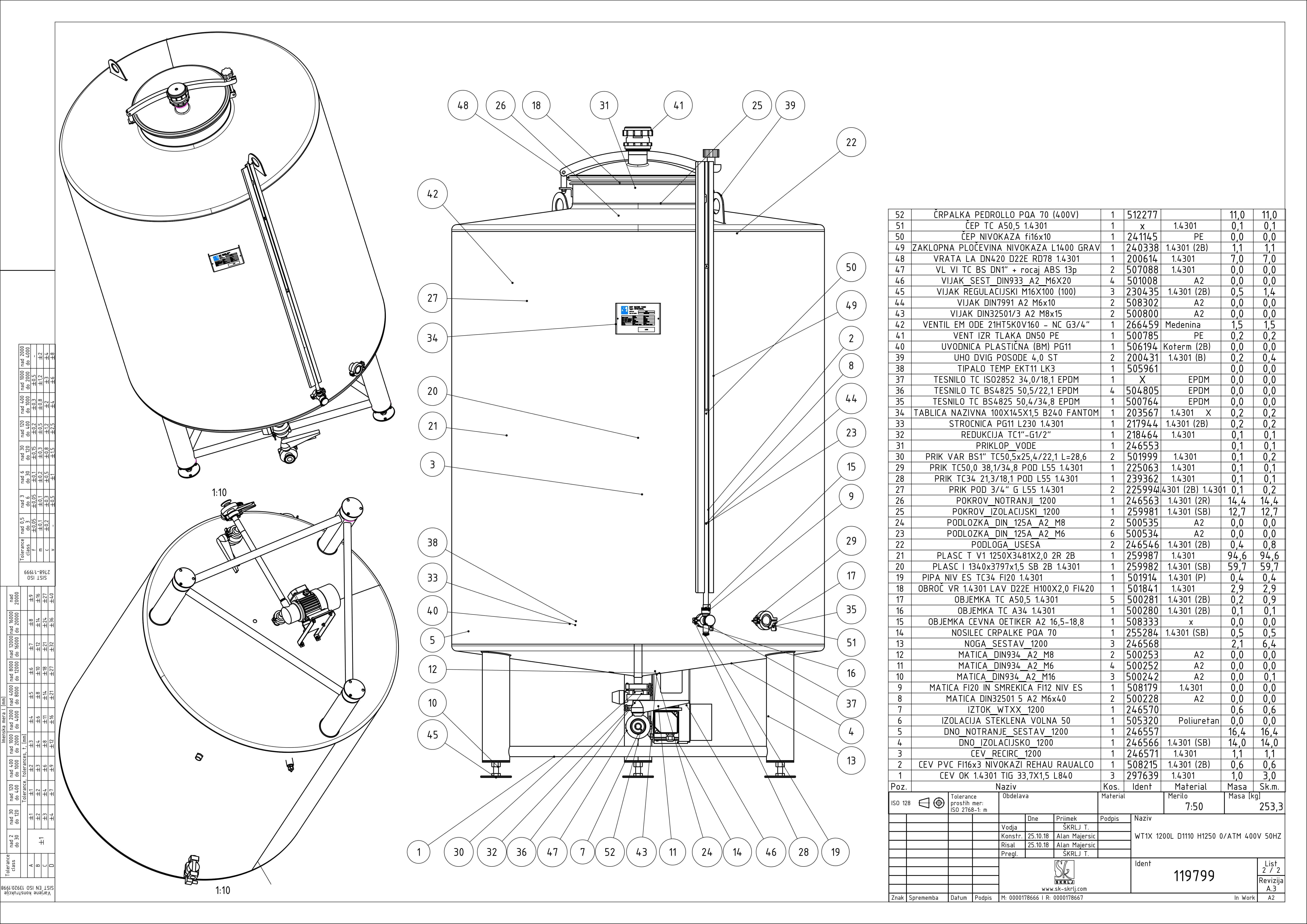 Hot water tank with double jacket