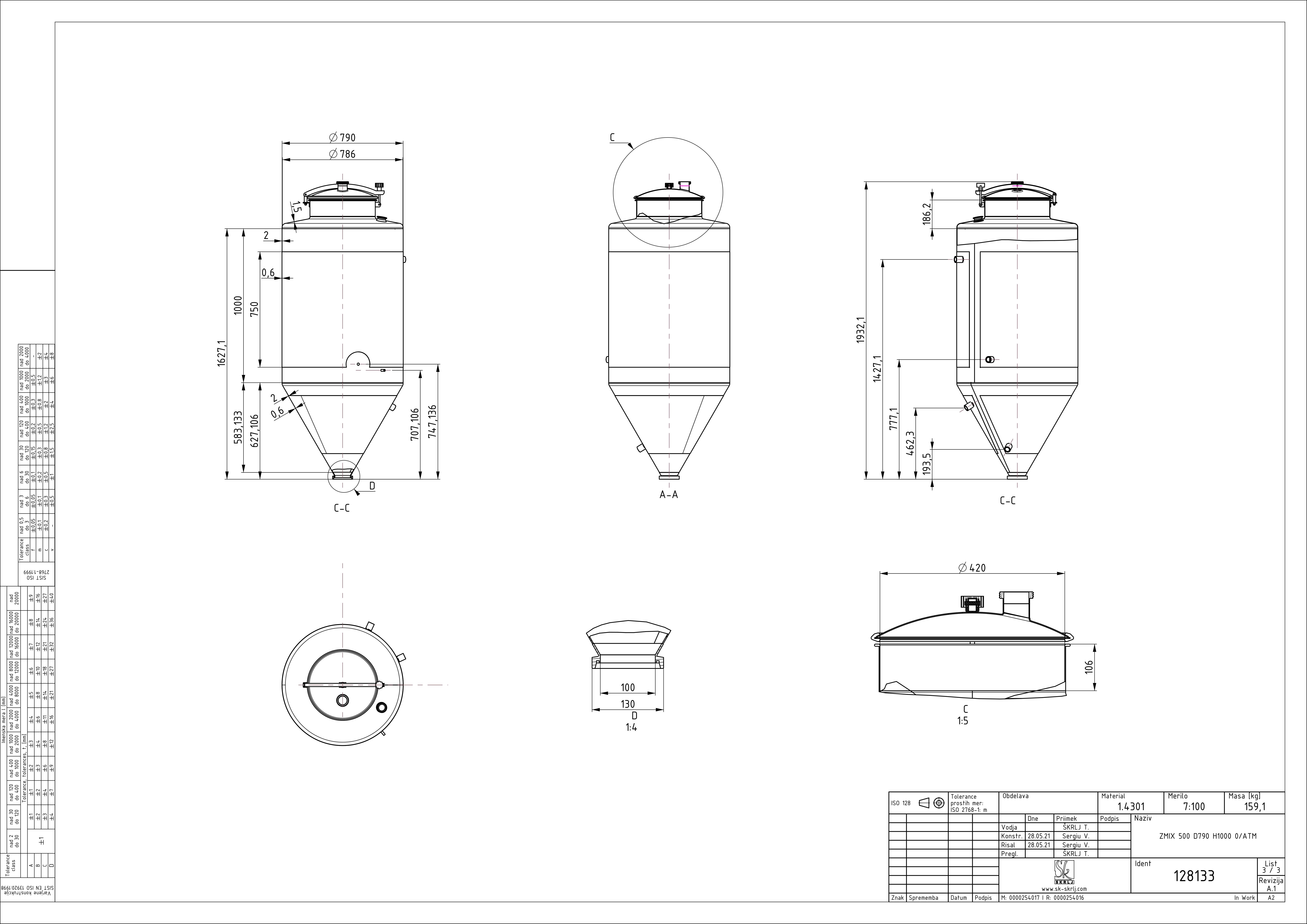 Cylindroconical fermentation and storage tank, insulated, mini