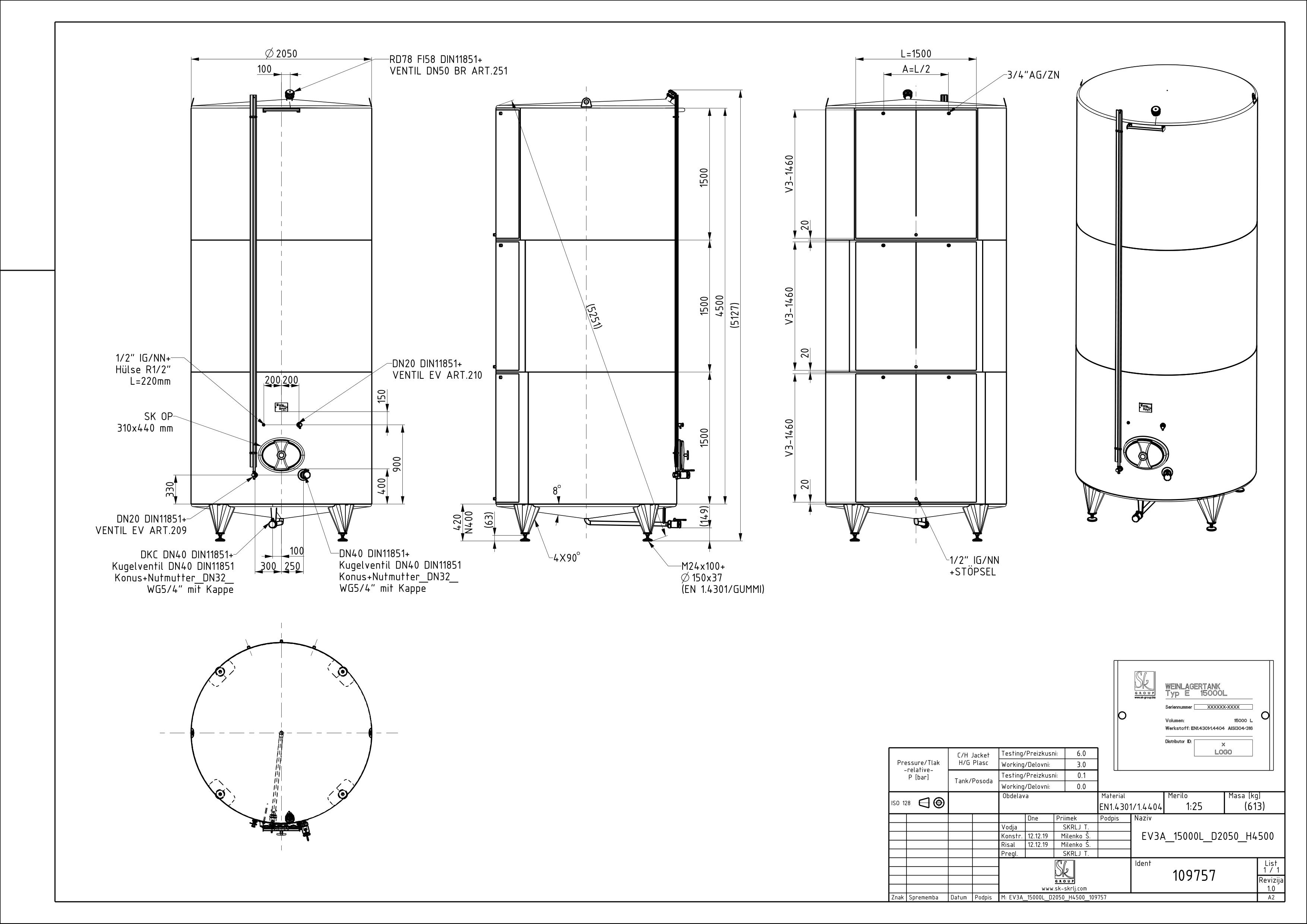 Classic storage tank with double jacket