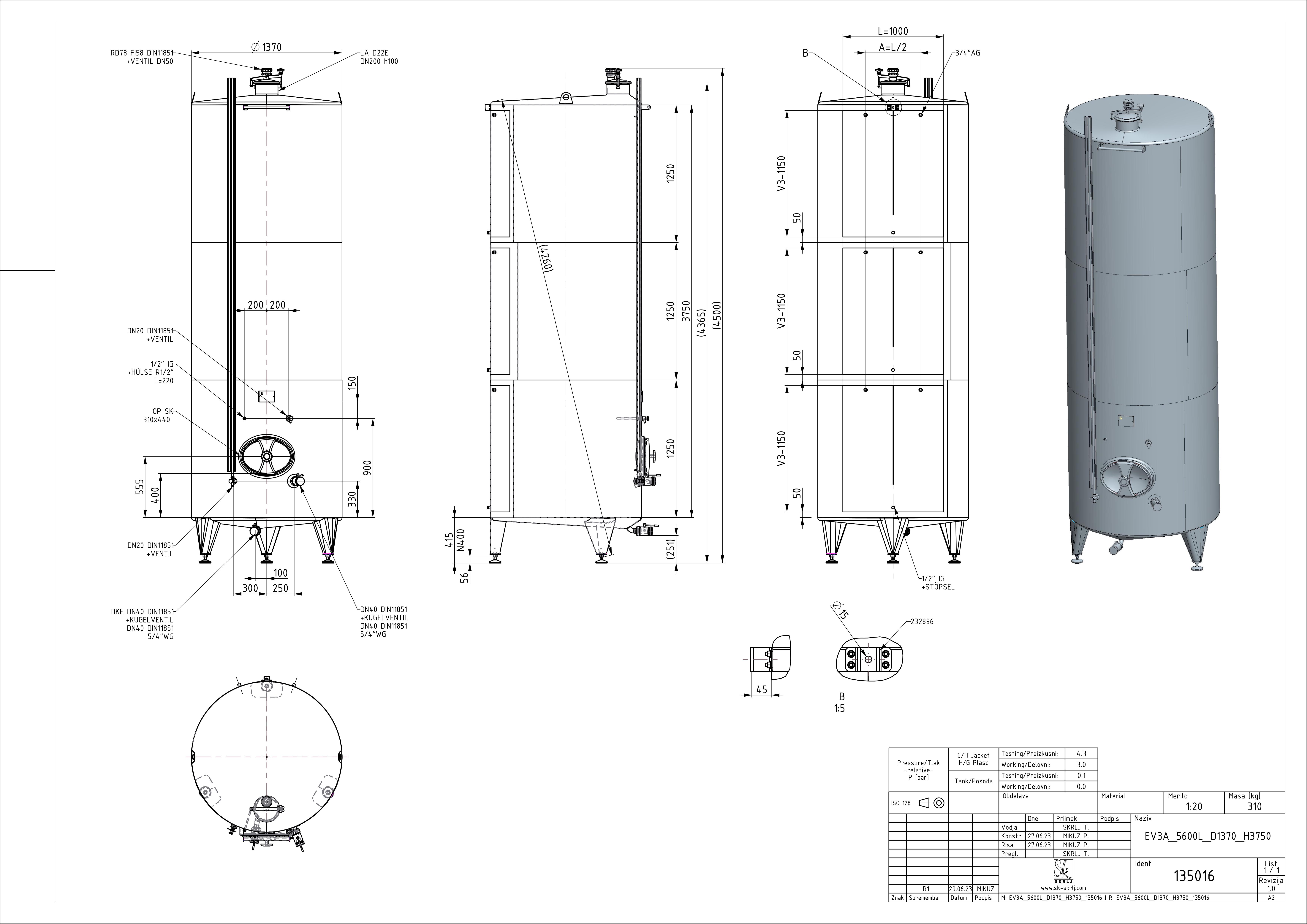 Classic storage tank with double jacket