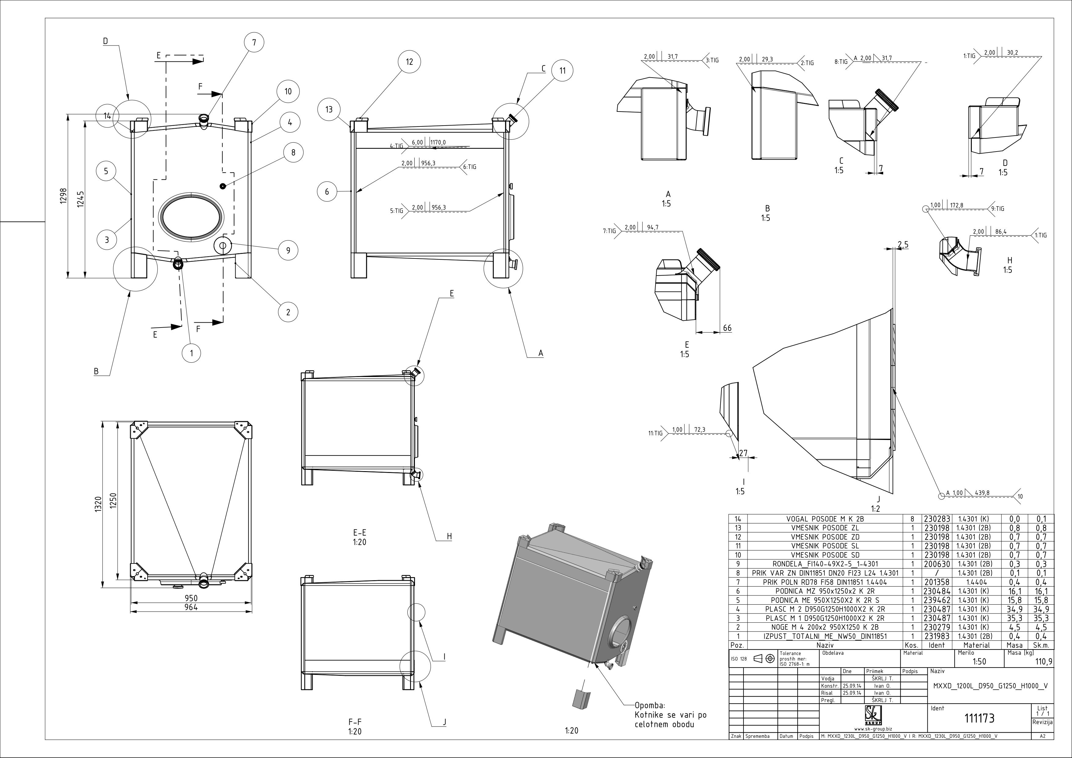 Small rectangular storage tank