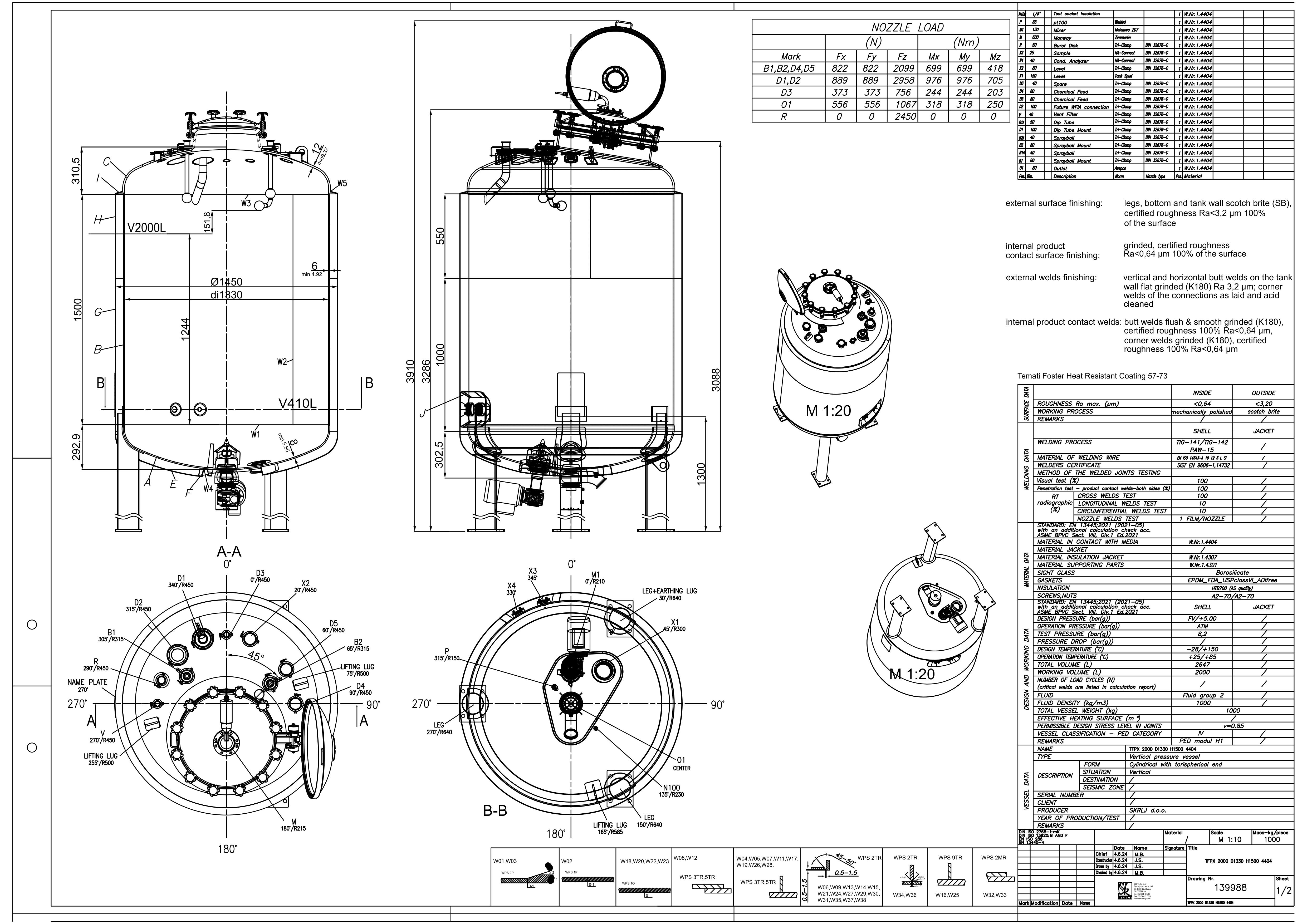 Vertical vessel with temperature control