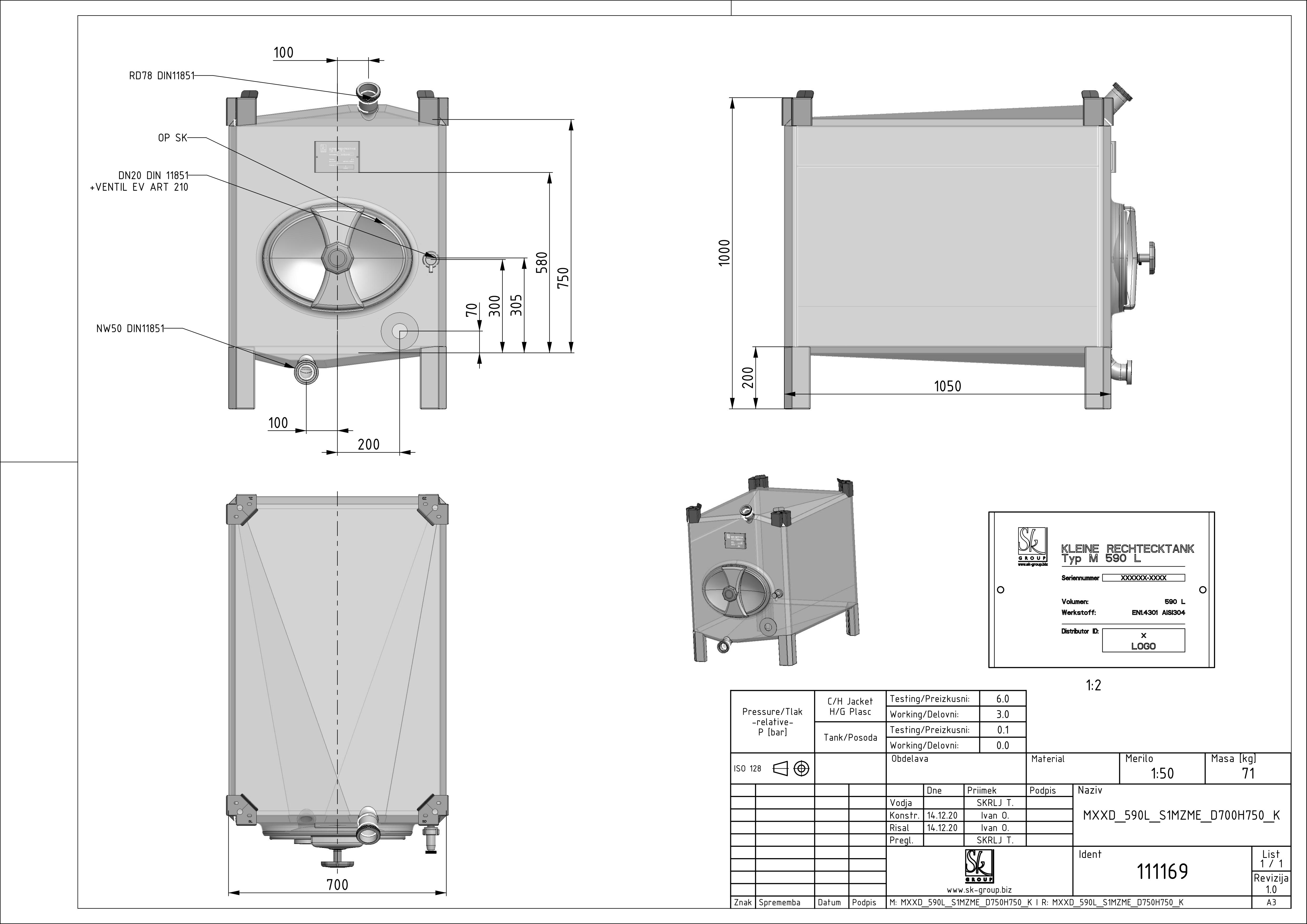 Small rectangular storage tank