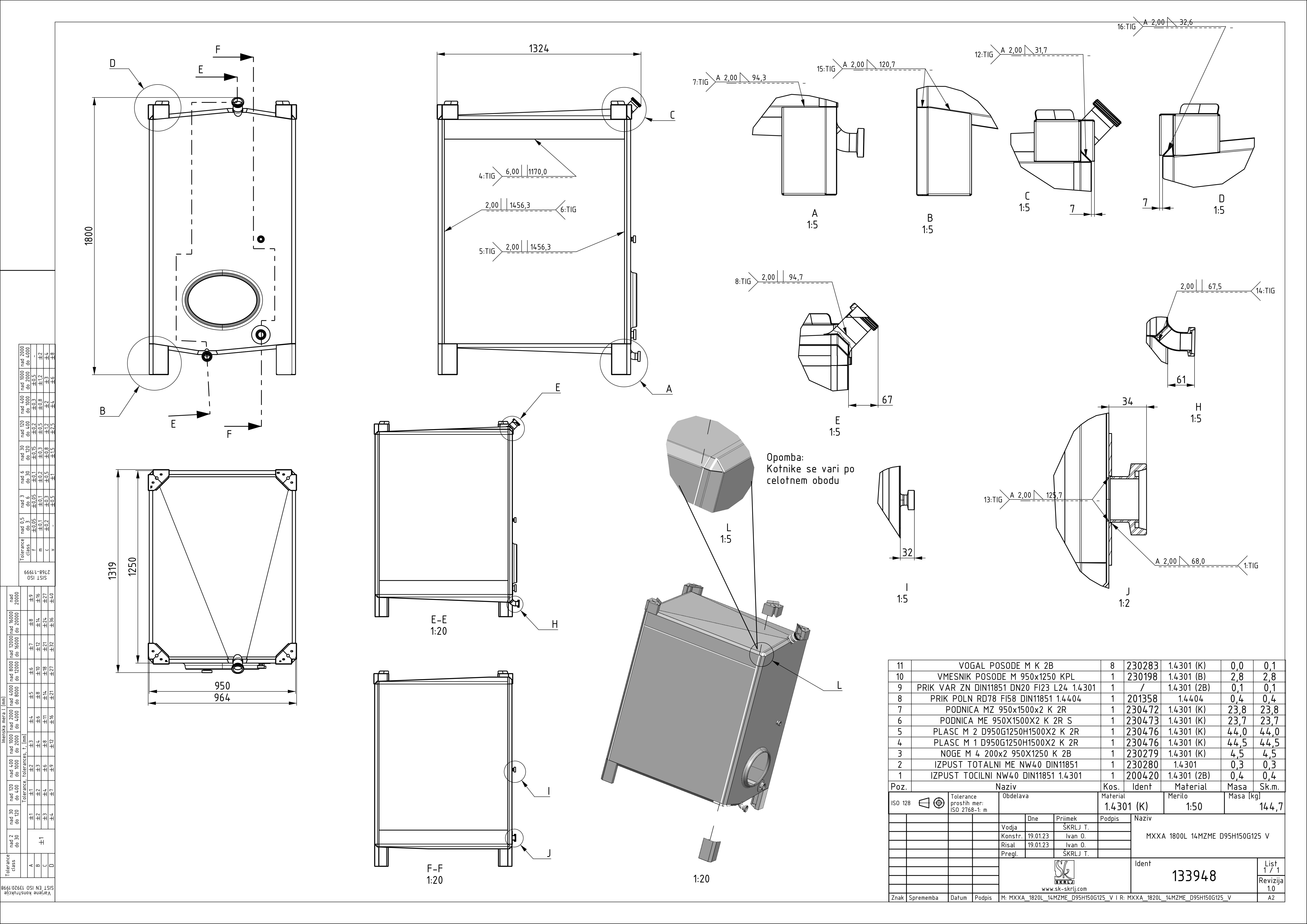 Small rectangular storage tank