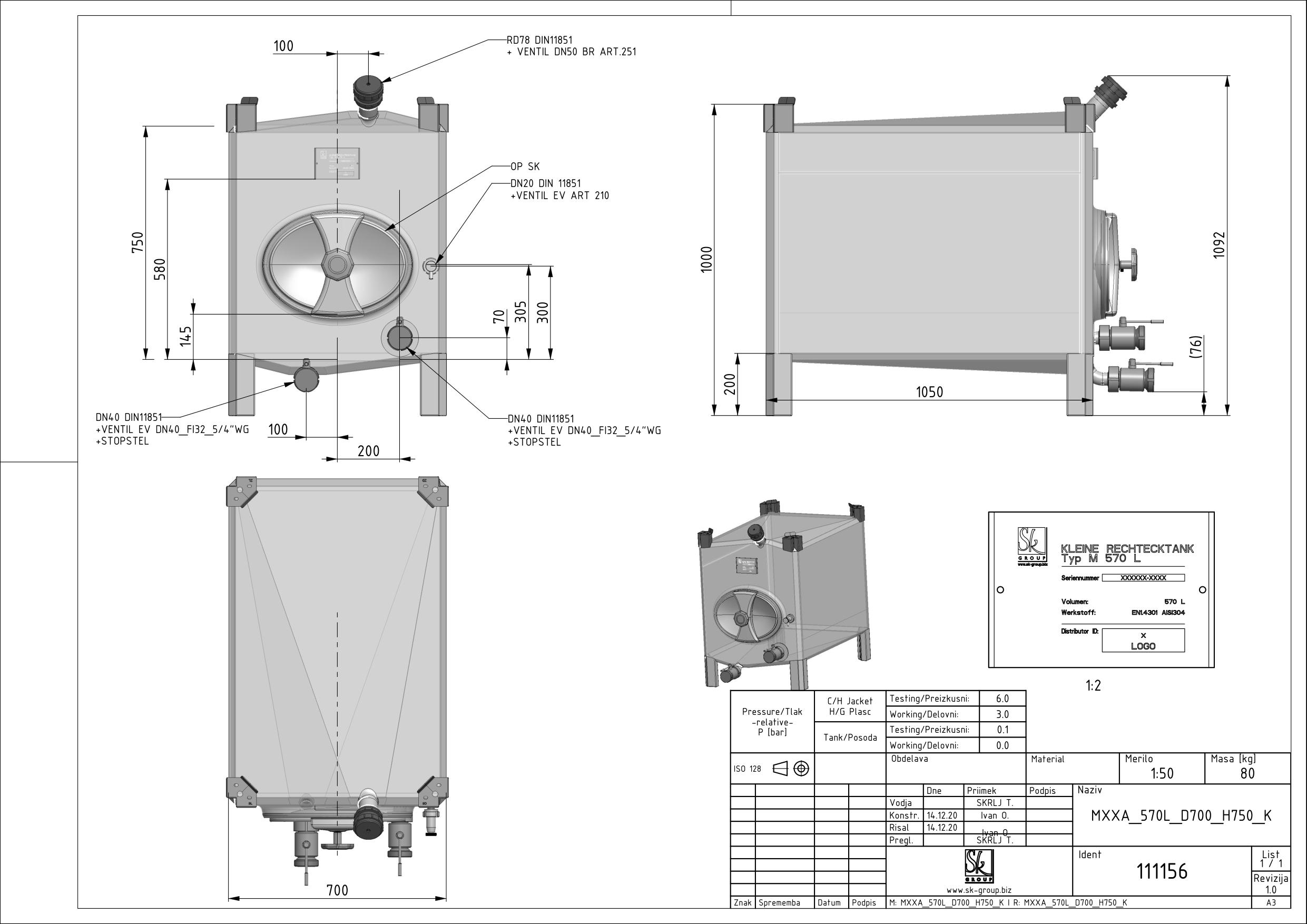 Small rectangular storage tank