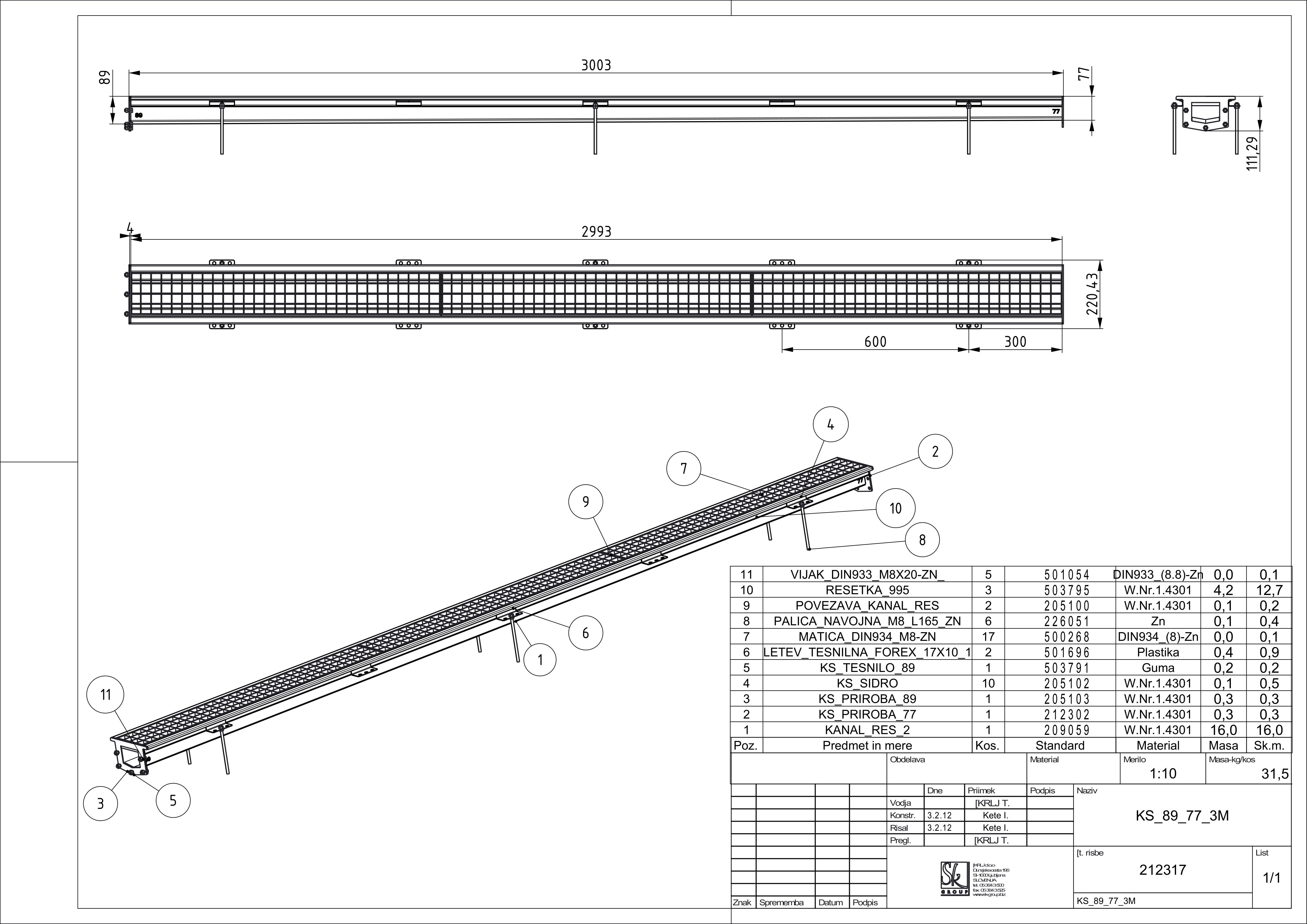 KS, drainage chanell, box type with grating