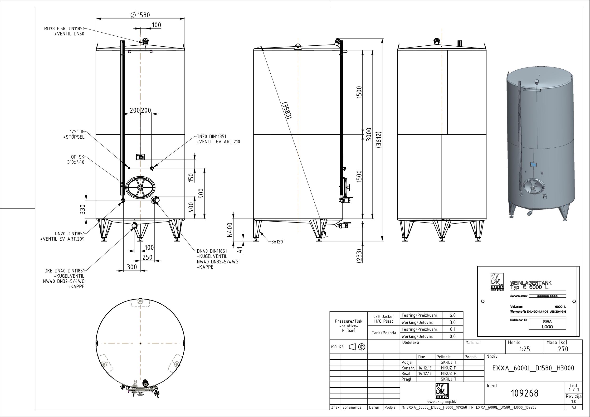 Classic storage tank