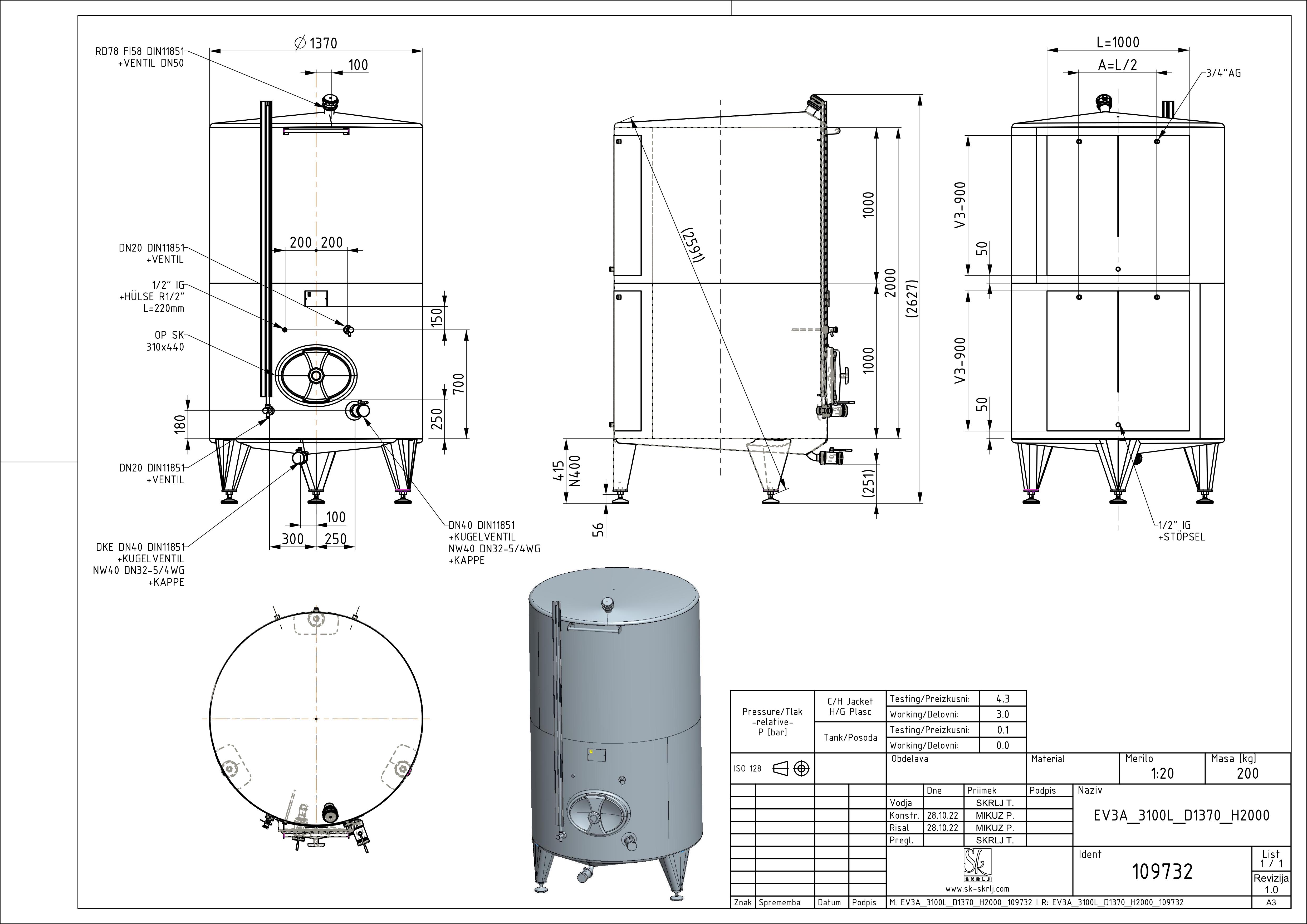Classic storage tank with double jacket