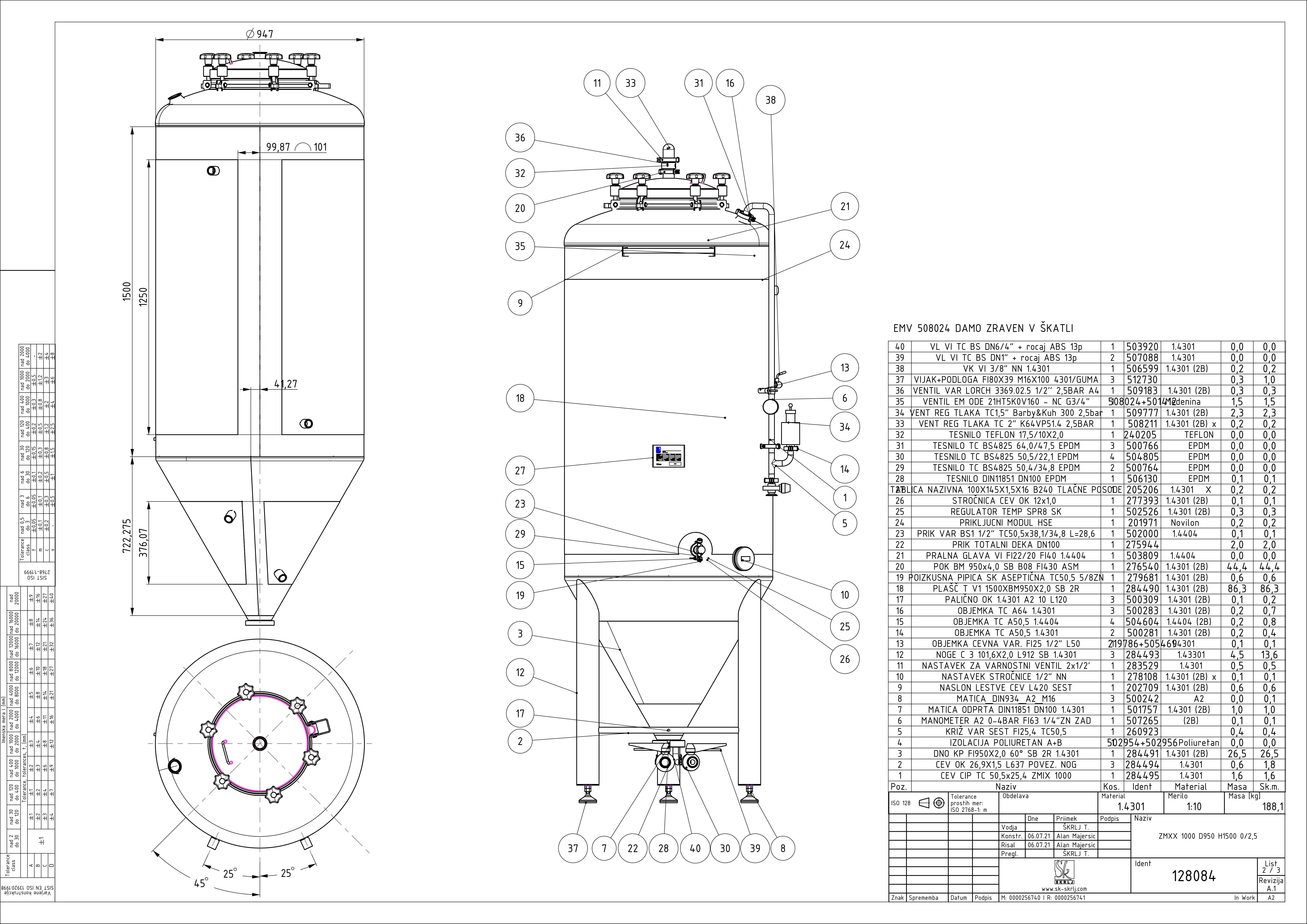 Cylindroconical fermentation and storage tank, mini