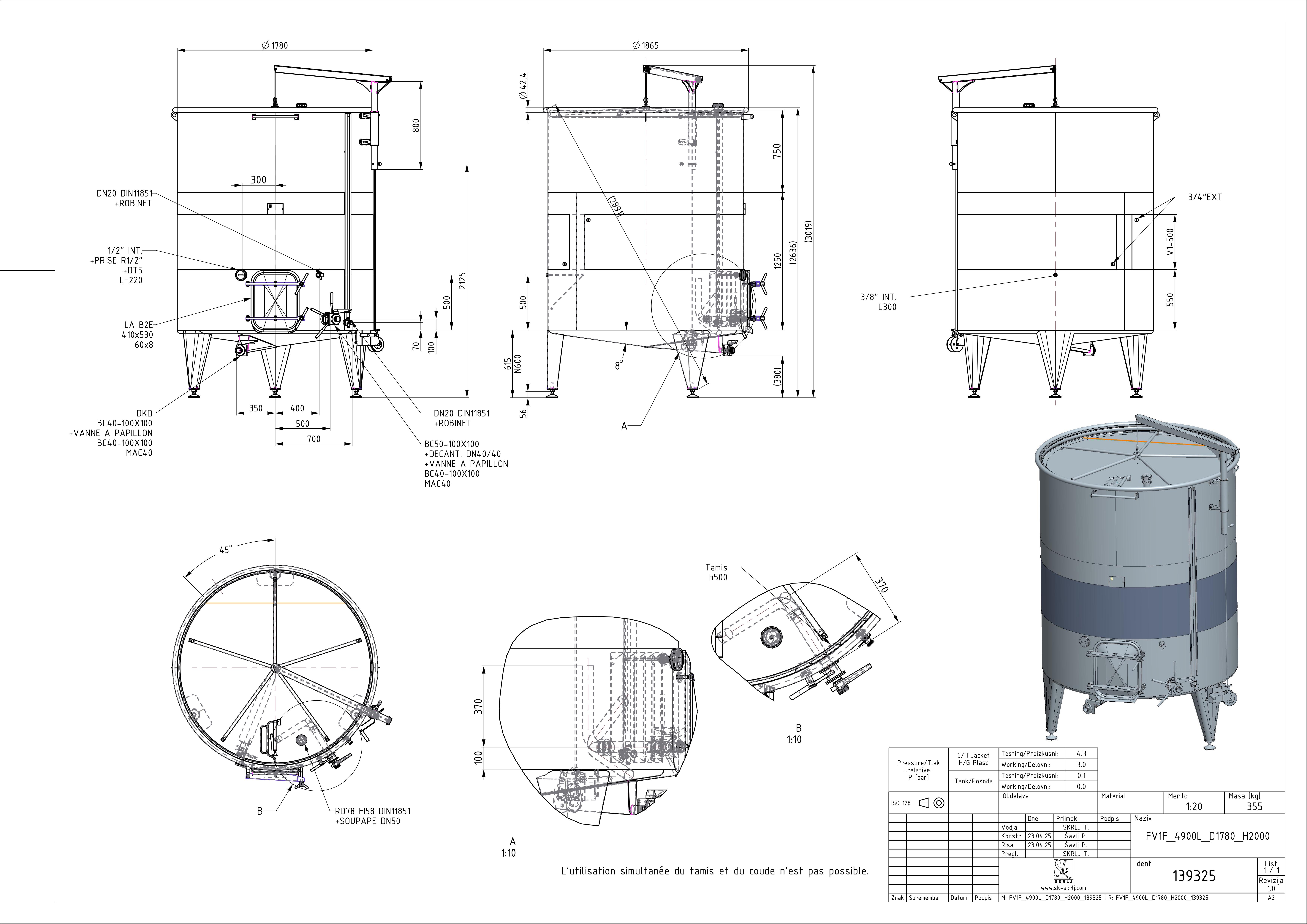 Storage tank with floating lid and double jacket