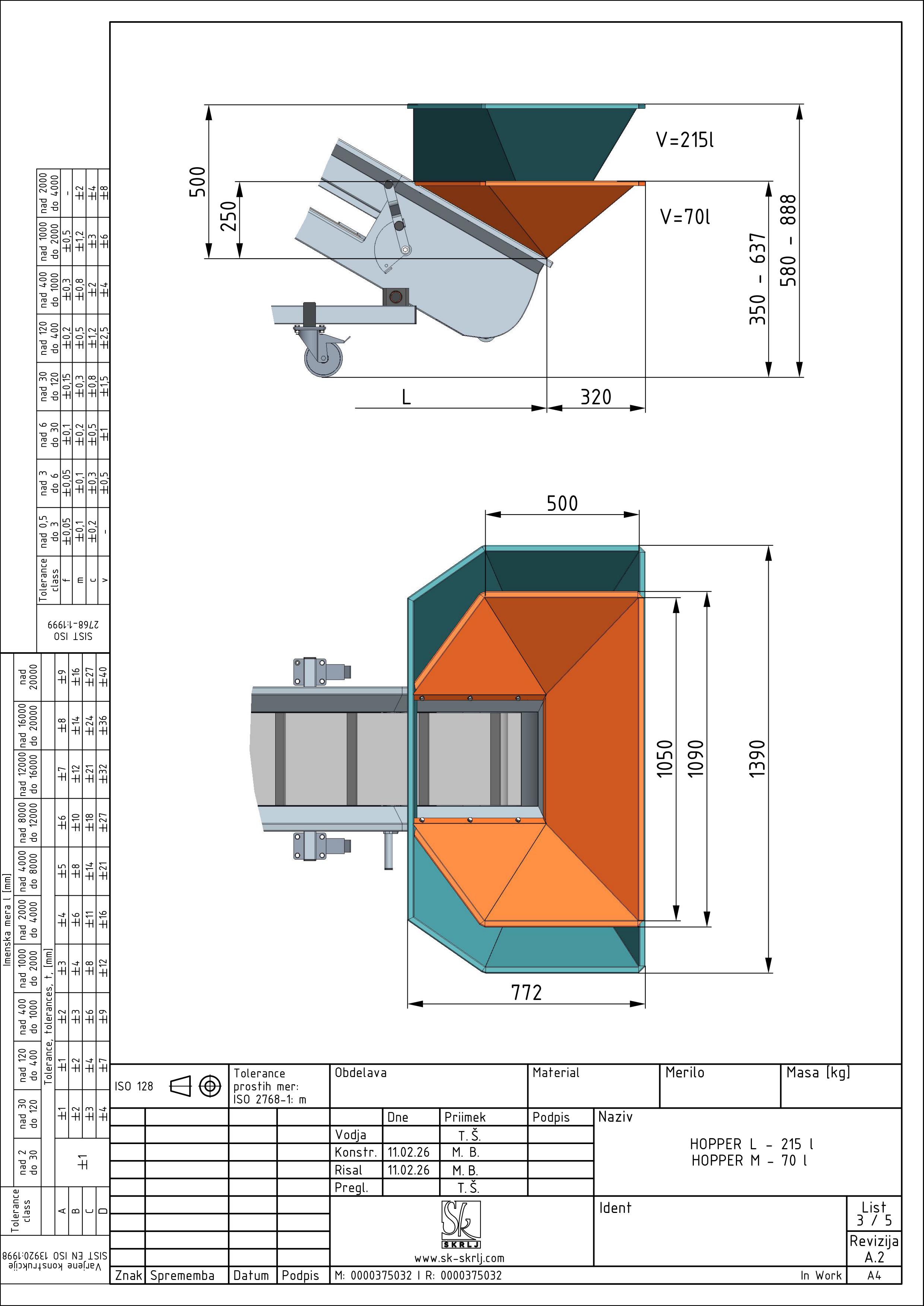 Nastro elevatore. Telaio autoportante in acciaio inox EN 1.4301 su ruote girevoli. Inclinazione regolabile del nastro. Nastro in PVC alimentare con listelli curvi. Sistema di tensionamento e rilascio (sblocco) rapido. Ugelli integrati per il risciacquo del nastro. Vaschetta recupero liquidi con scarico.