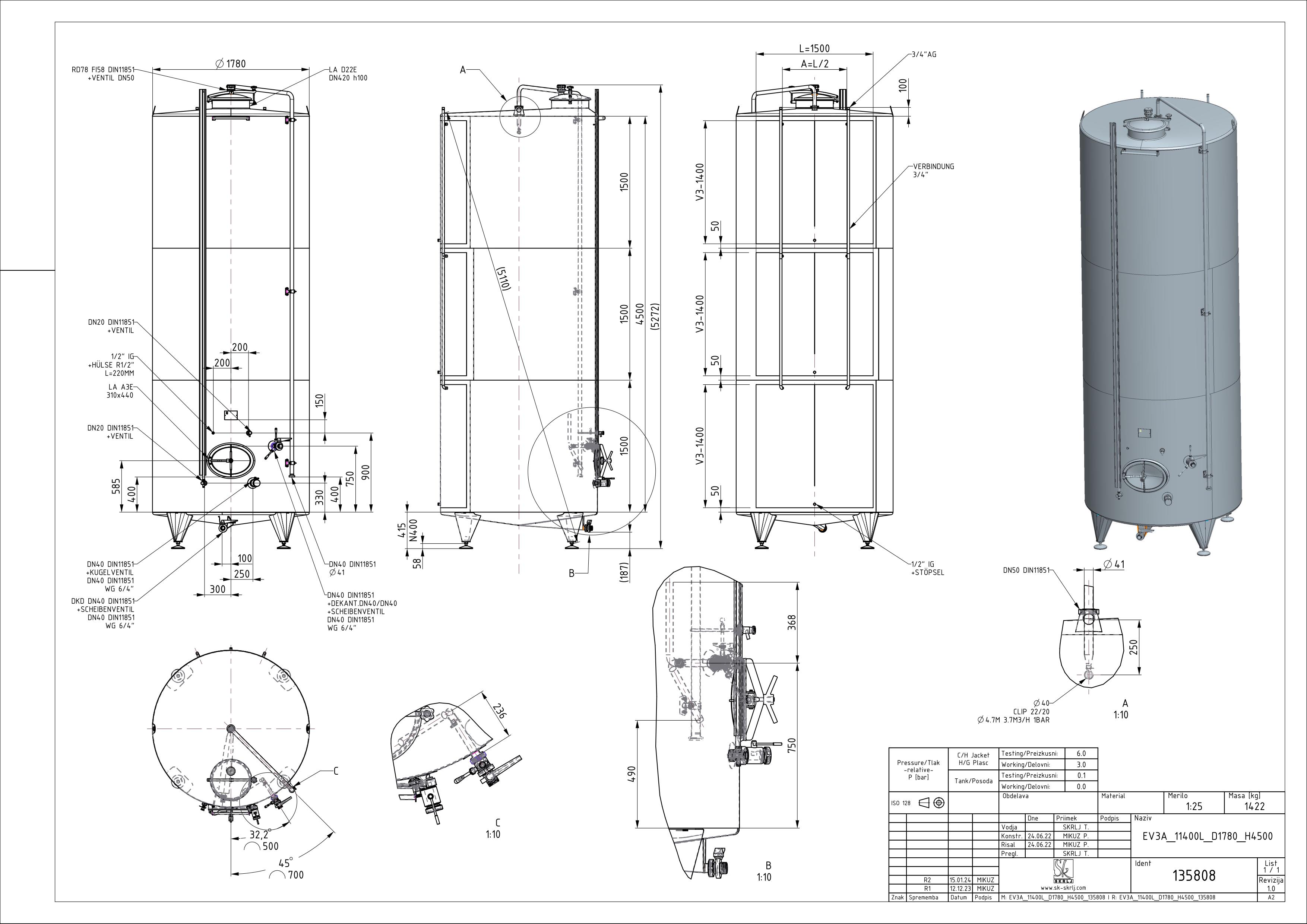 Classic storage tank with double jacket