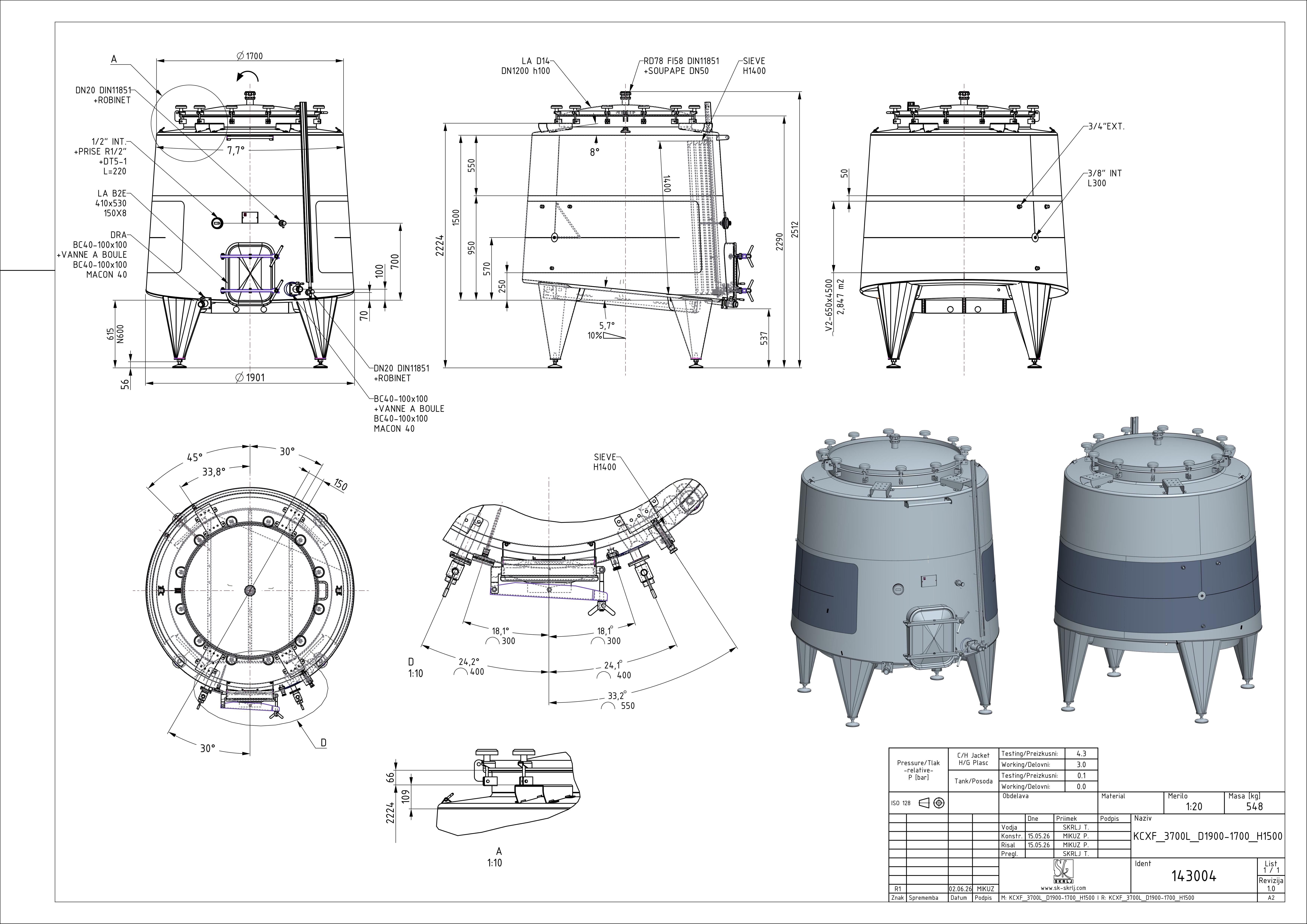 Cone-shaped fermenter KCX