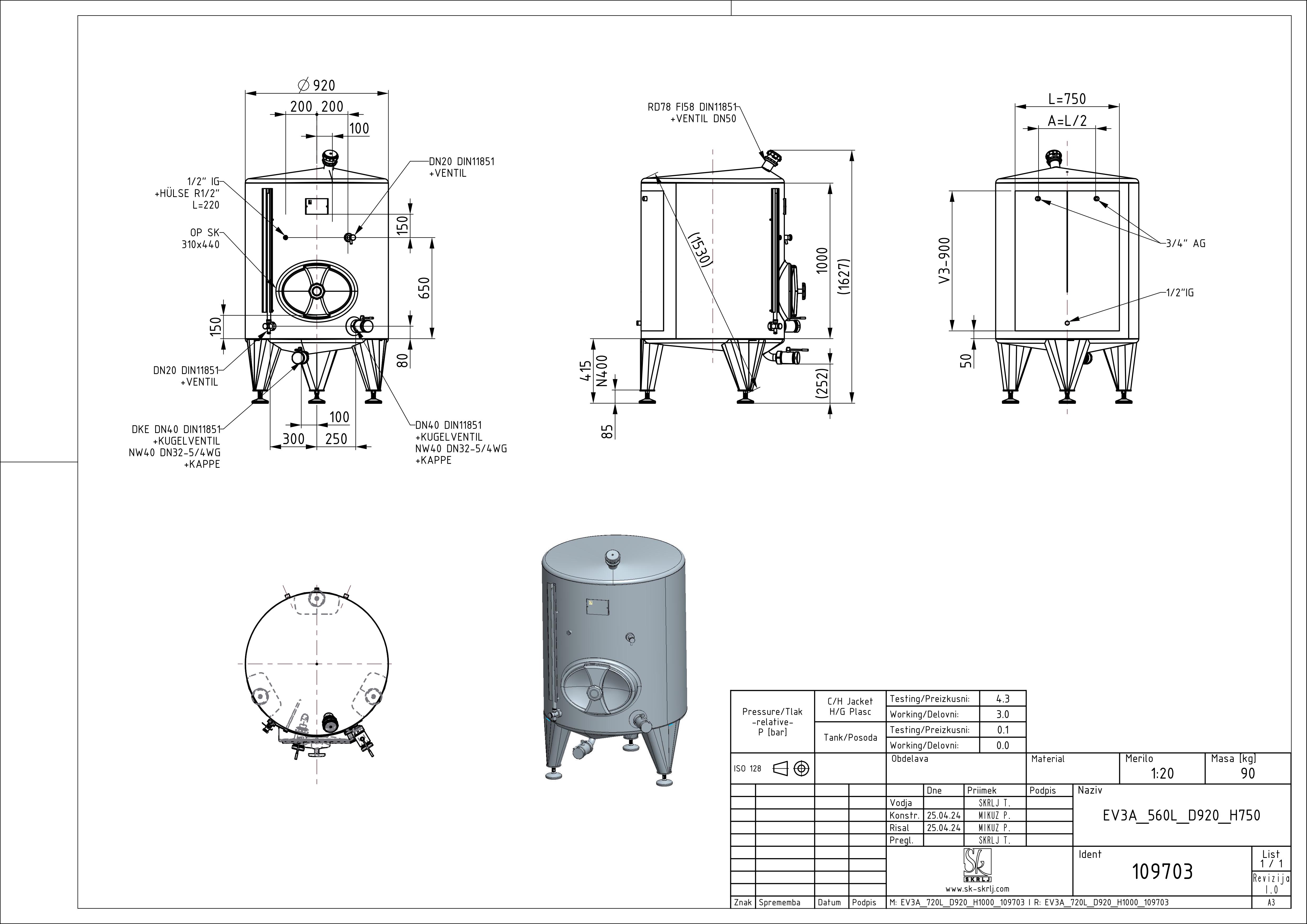 Classic storage tank with double jacket