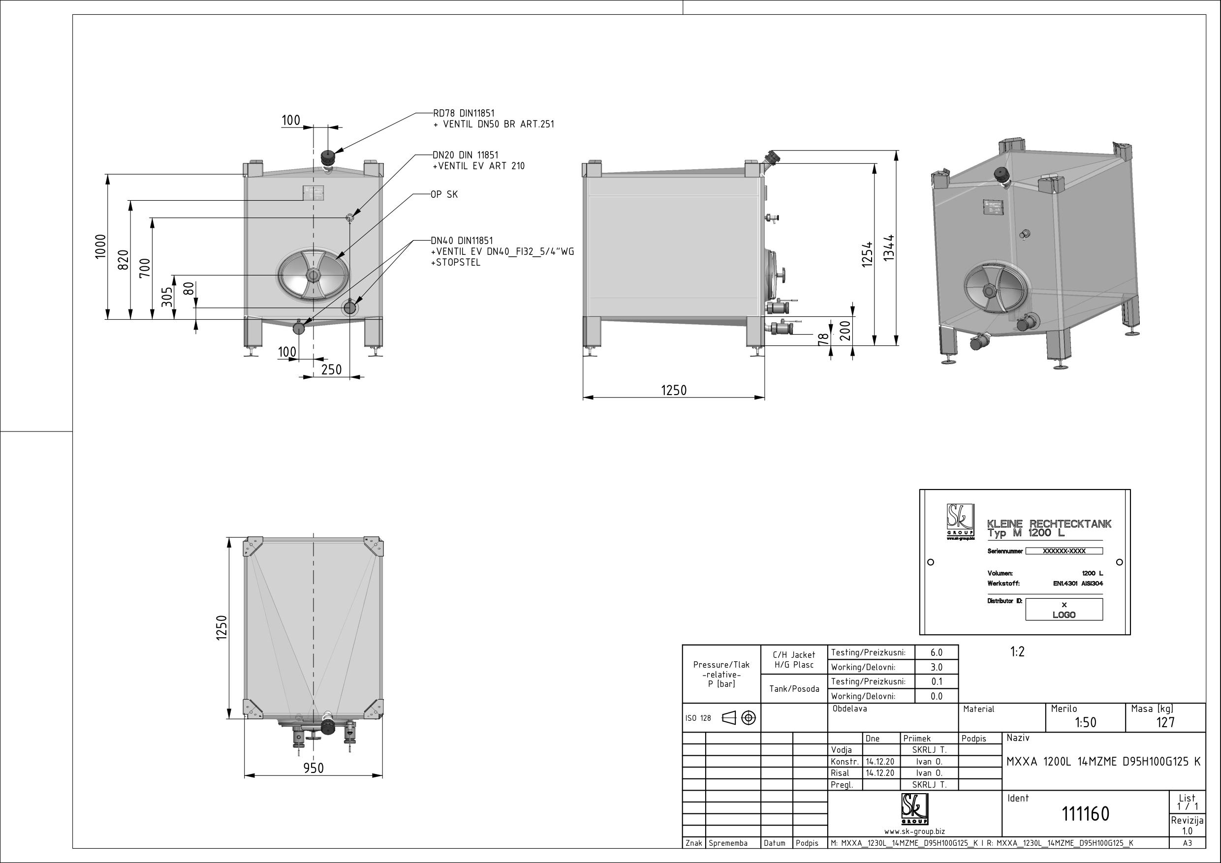 Small rectangular storage tank